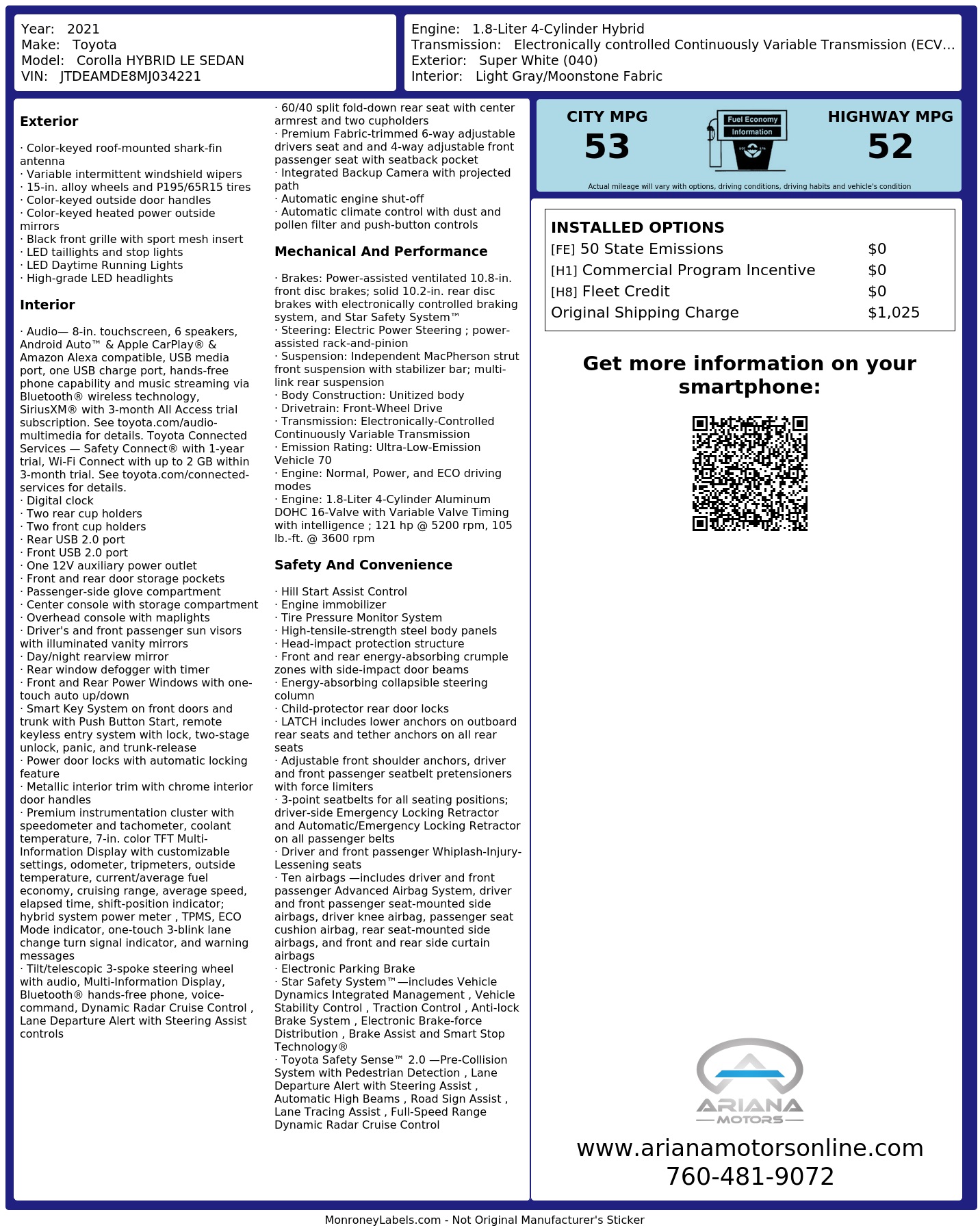 Monroney Label