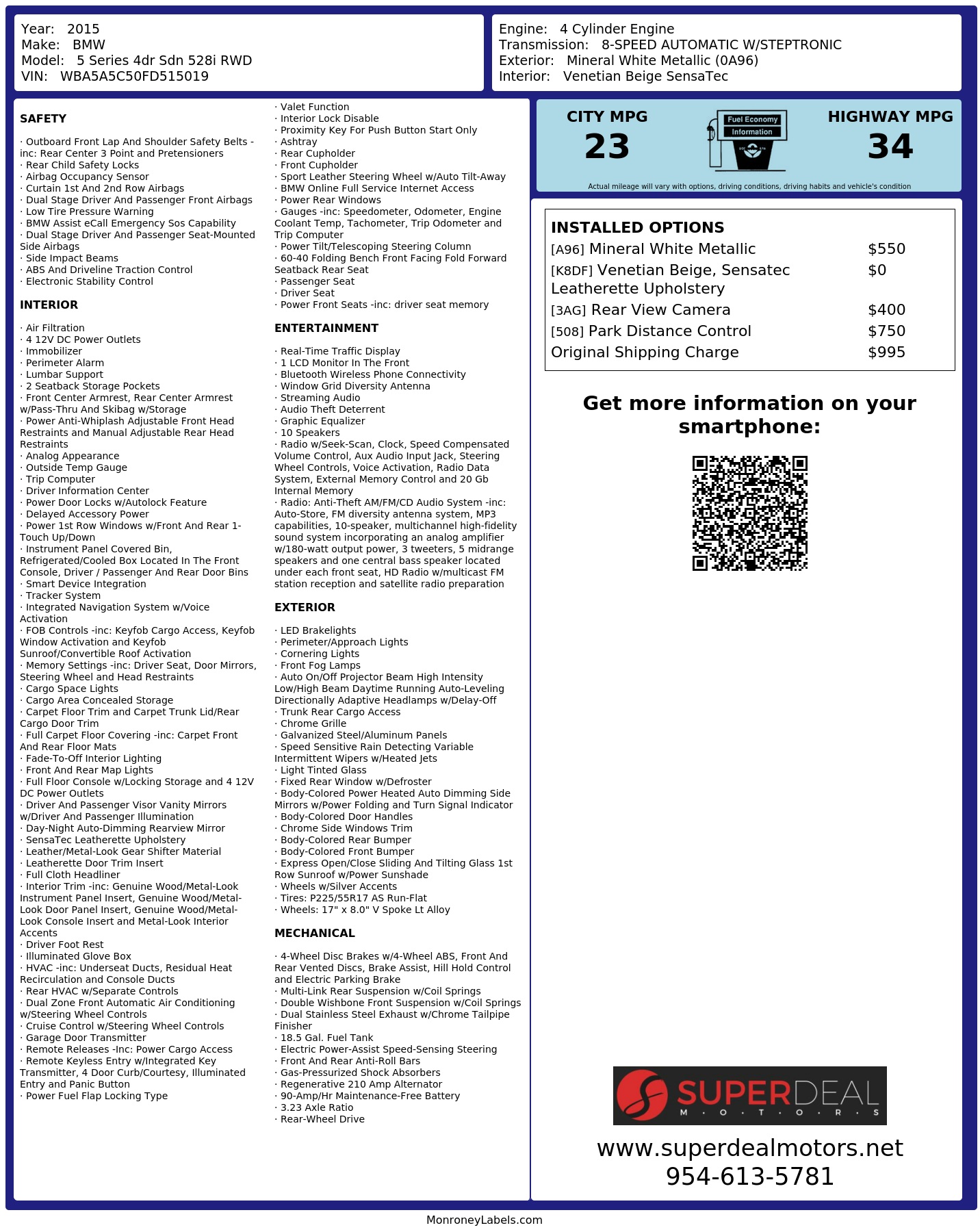 Monroney Label