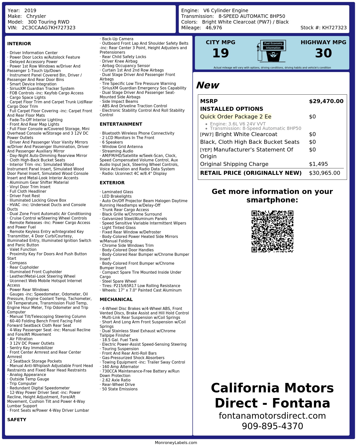 Monroney Label
