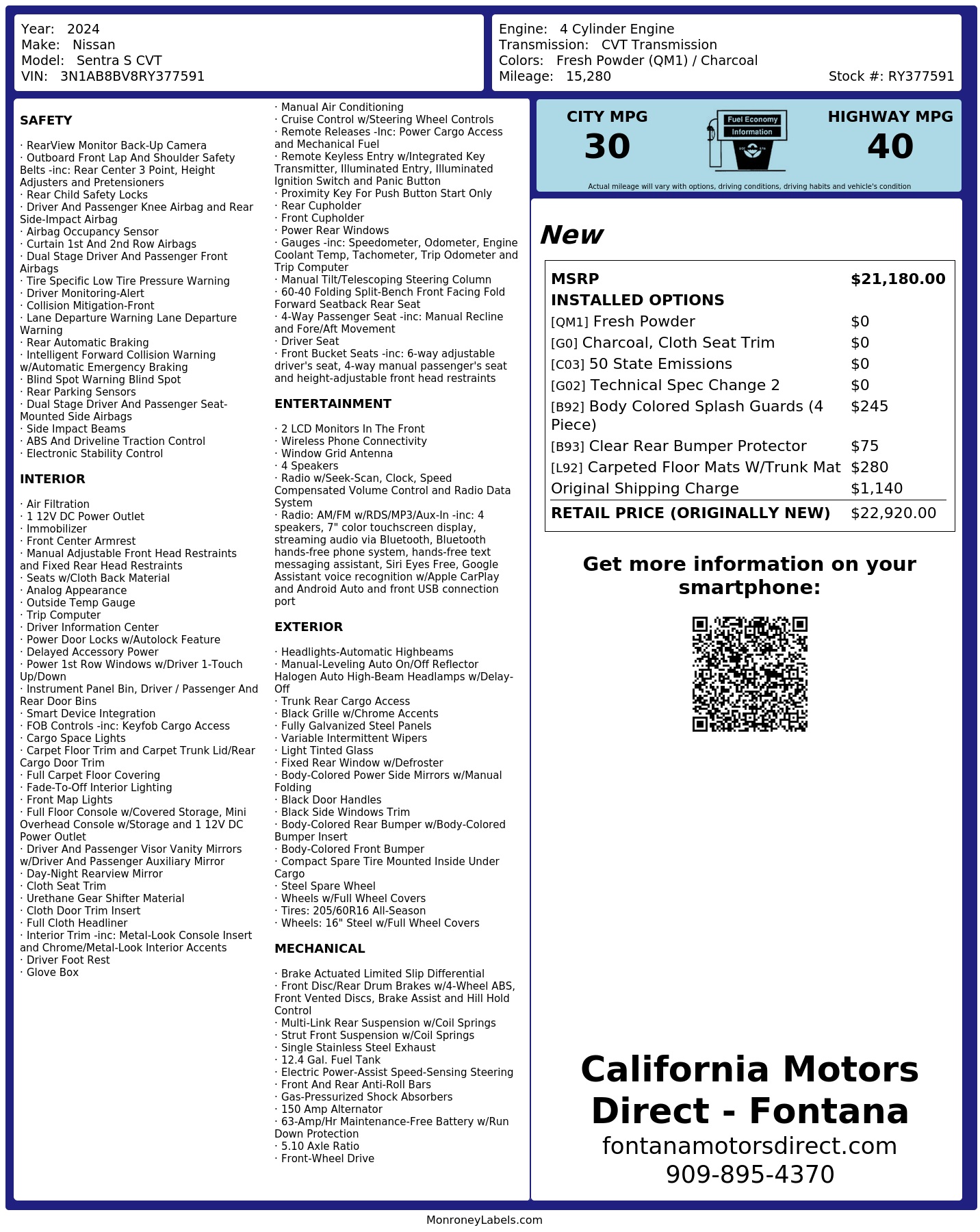Monroney Label