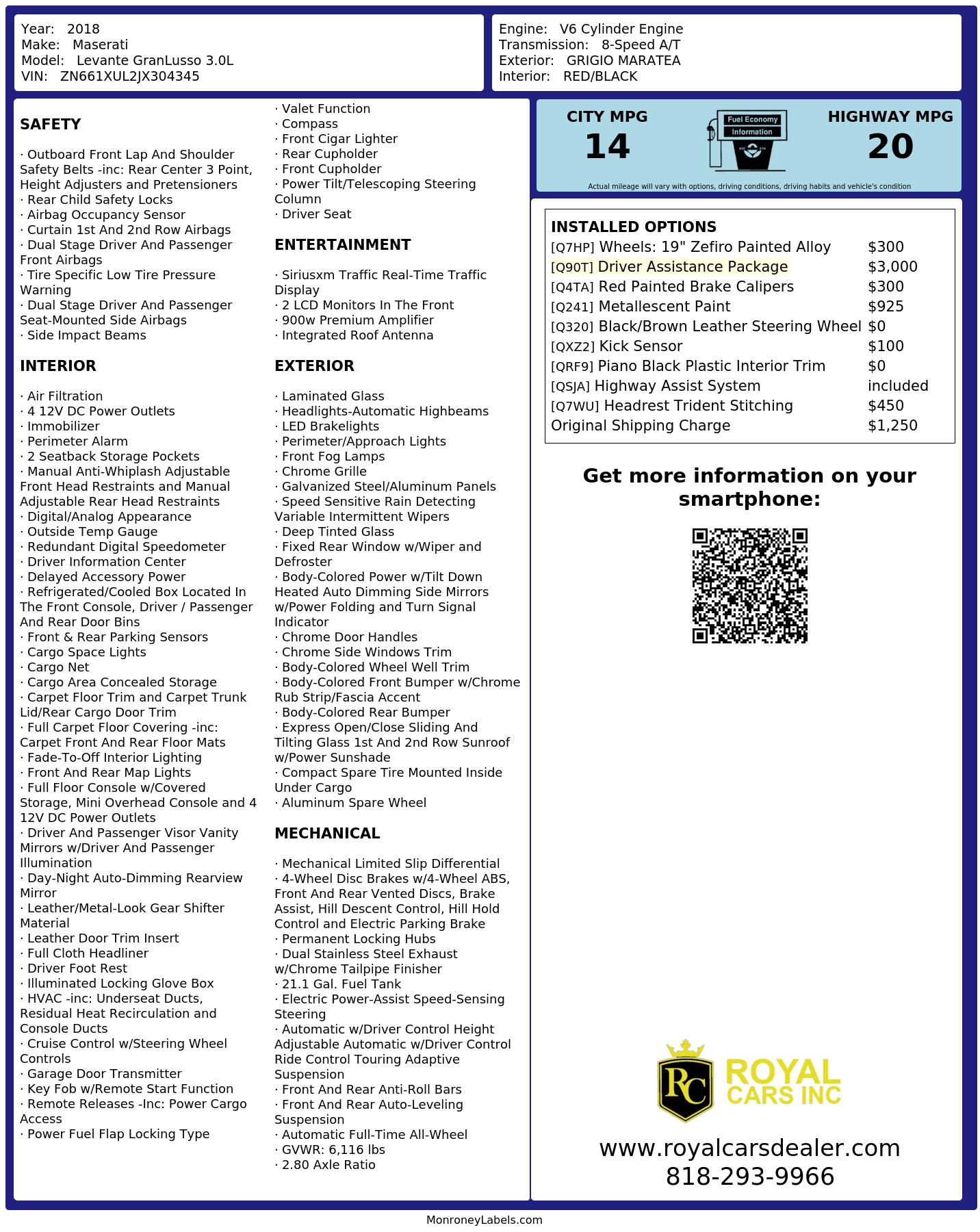 Monroney Label