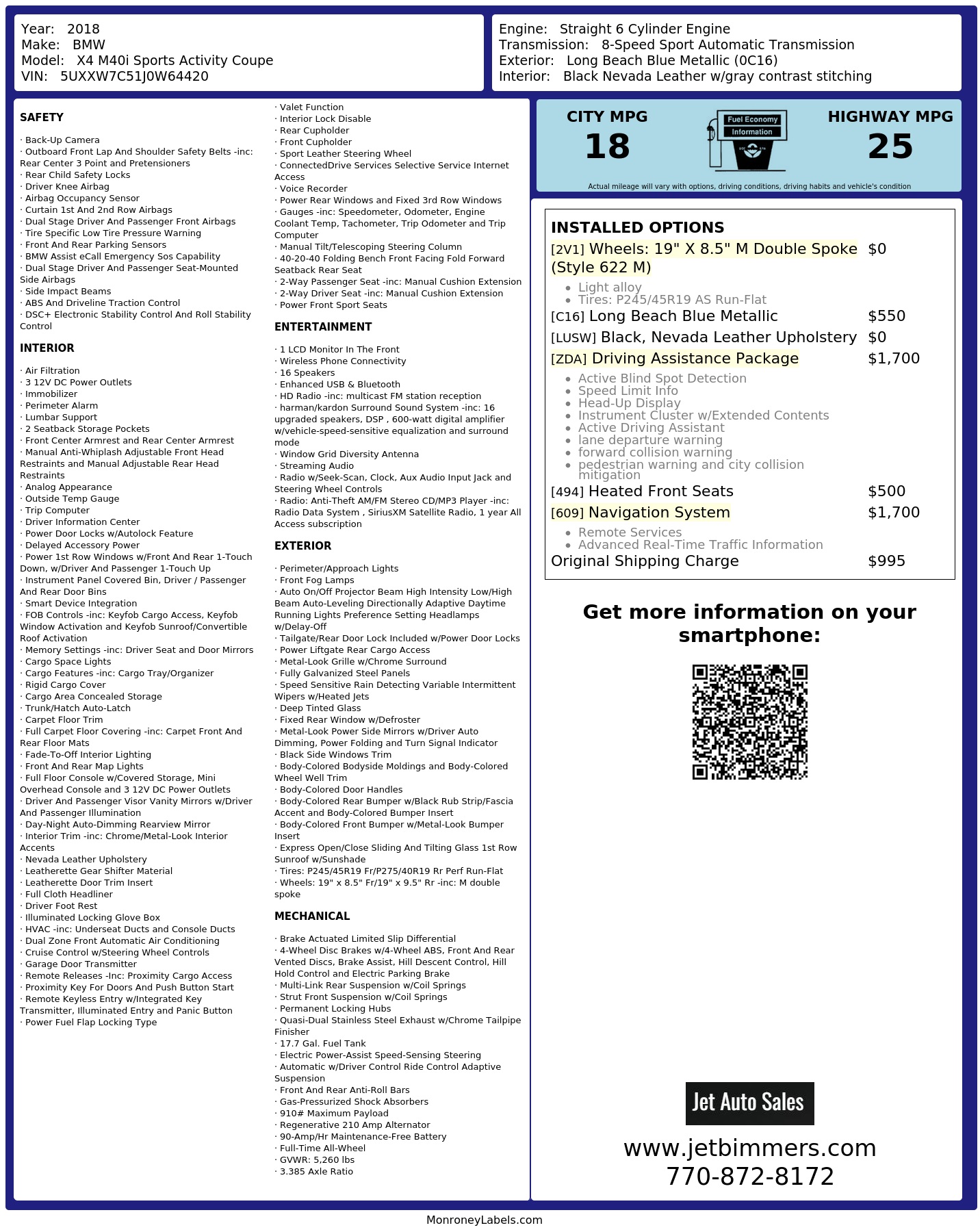 Monroney Label