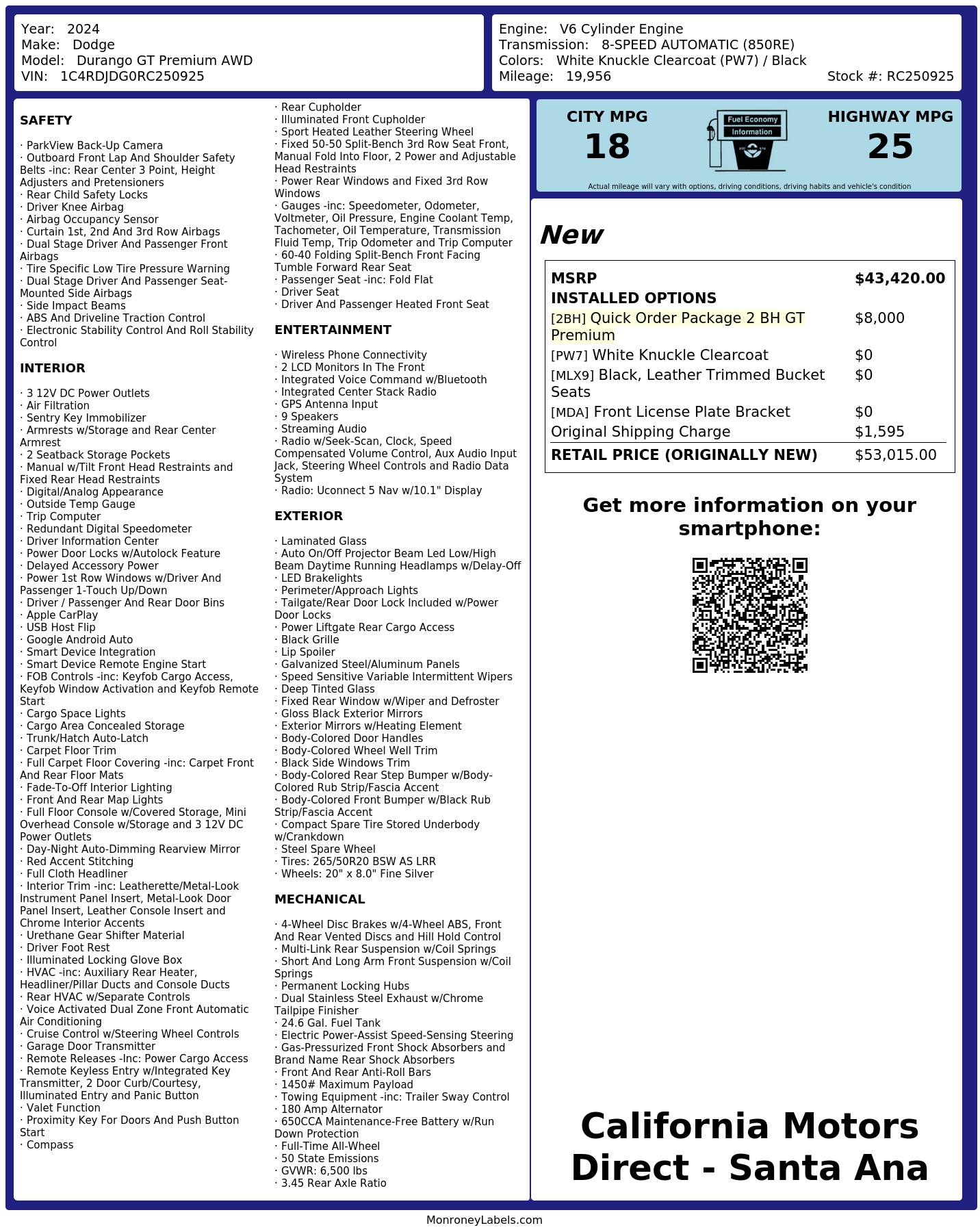 Monroney Label