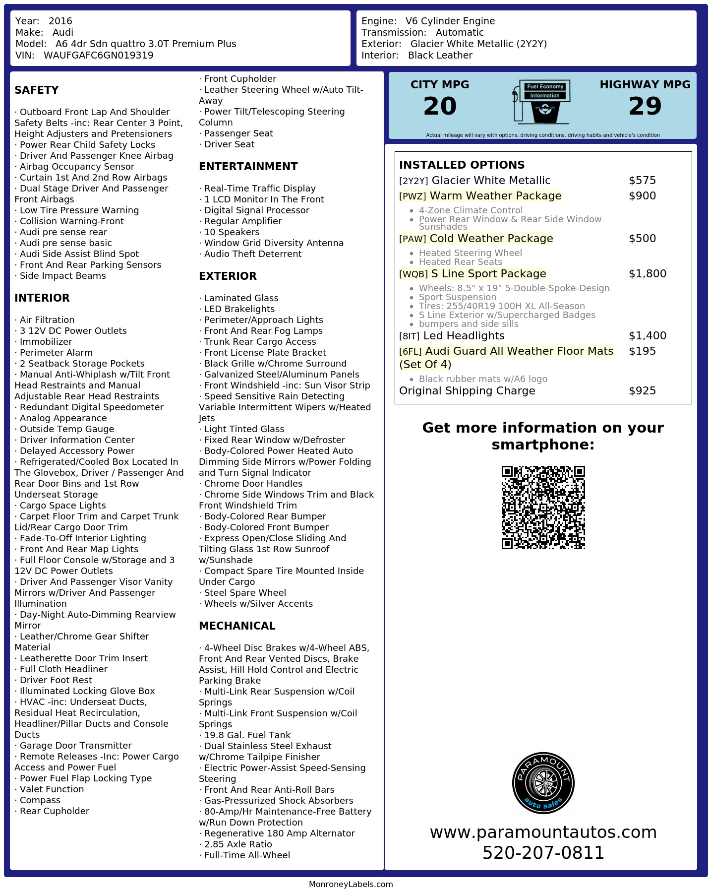 Monroney Label
