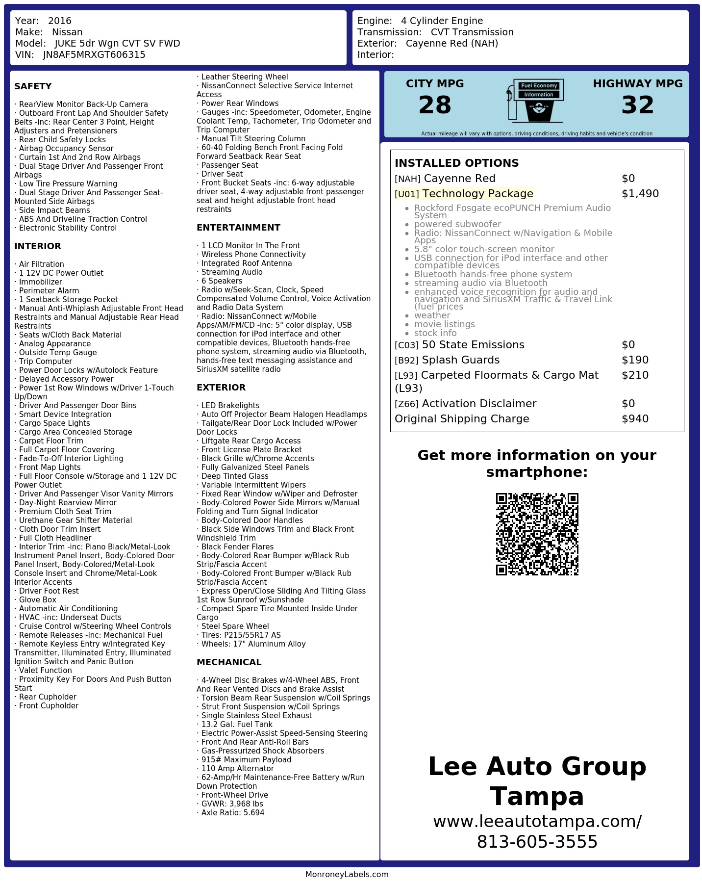 Monroney Label