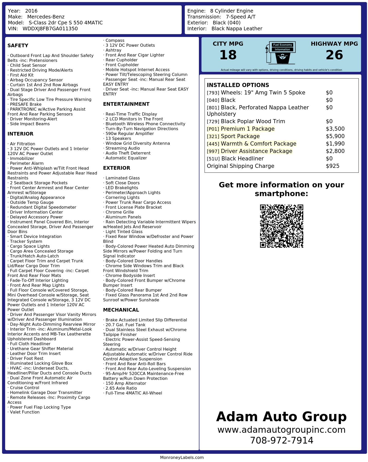 Monroney Label