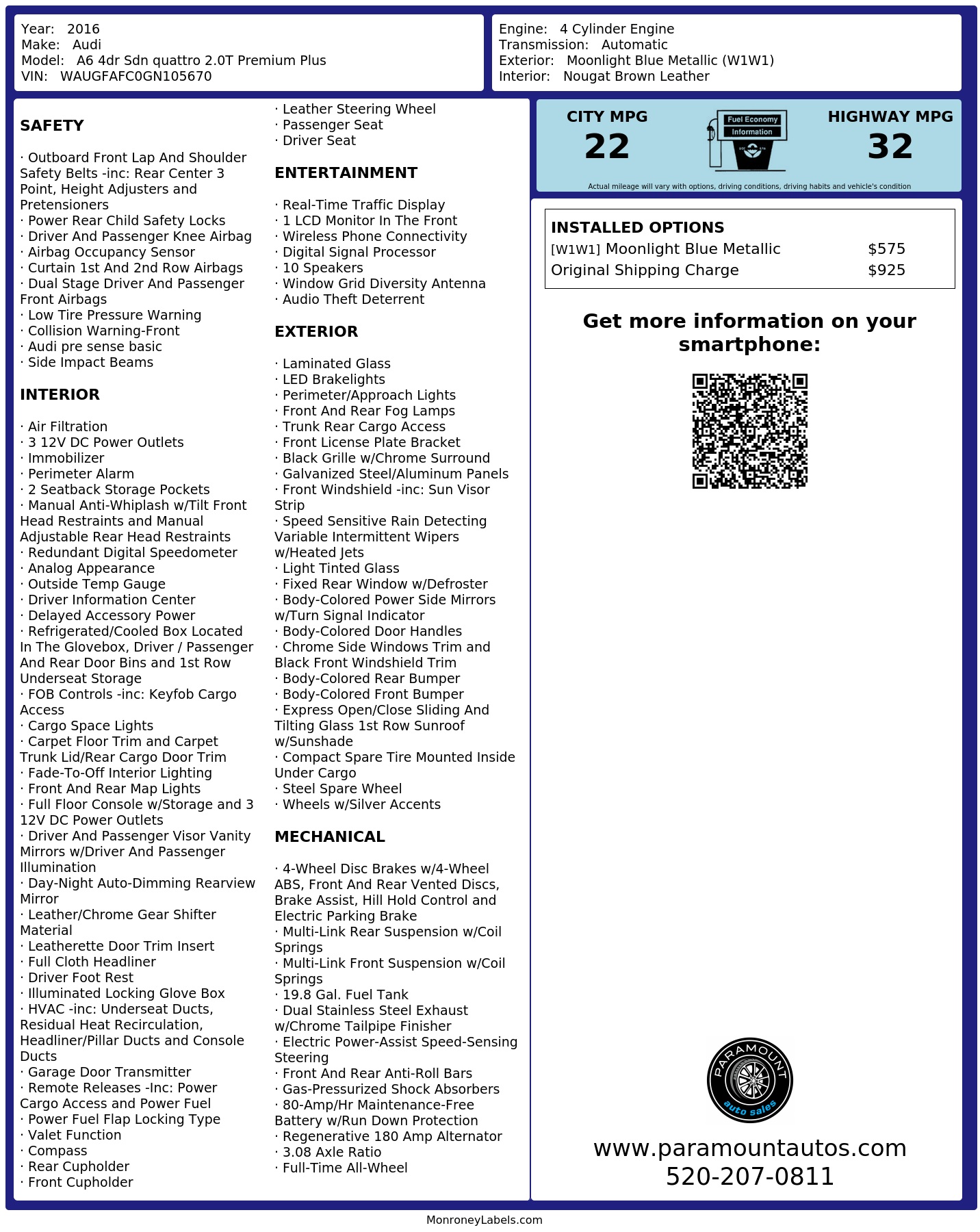 Monroney Label