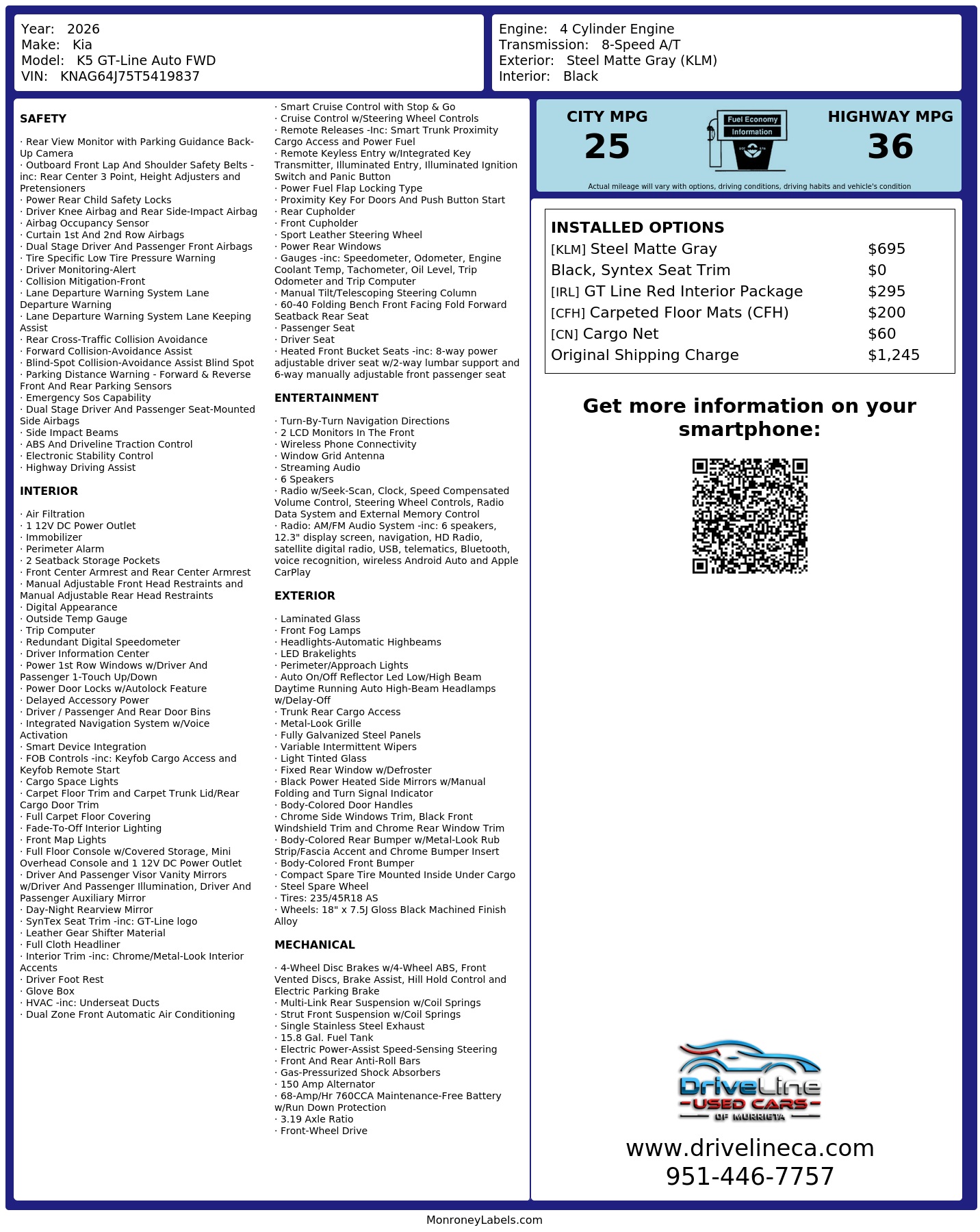 Monroney Label