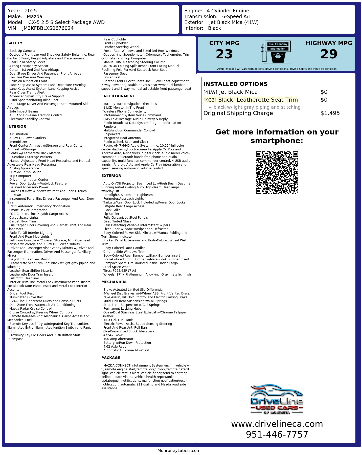 Monroney Label