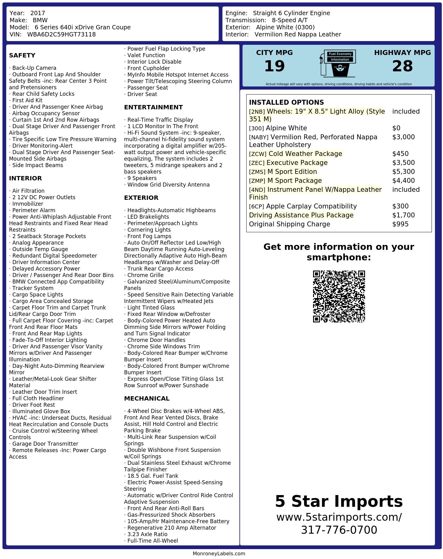 Monroney Label