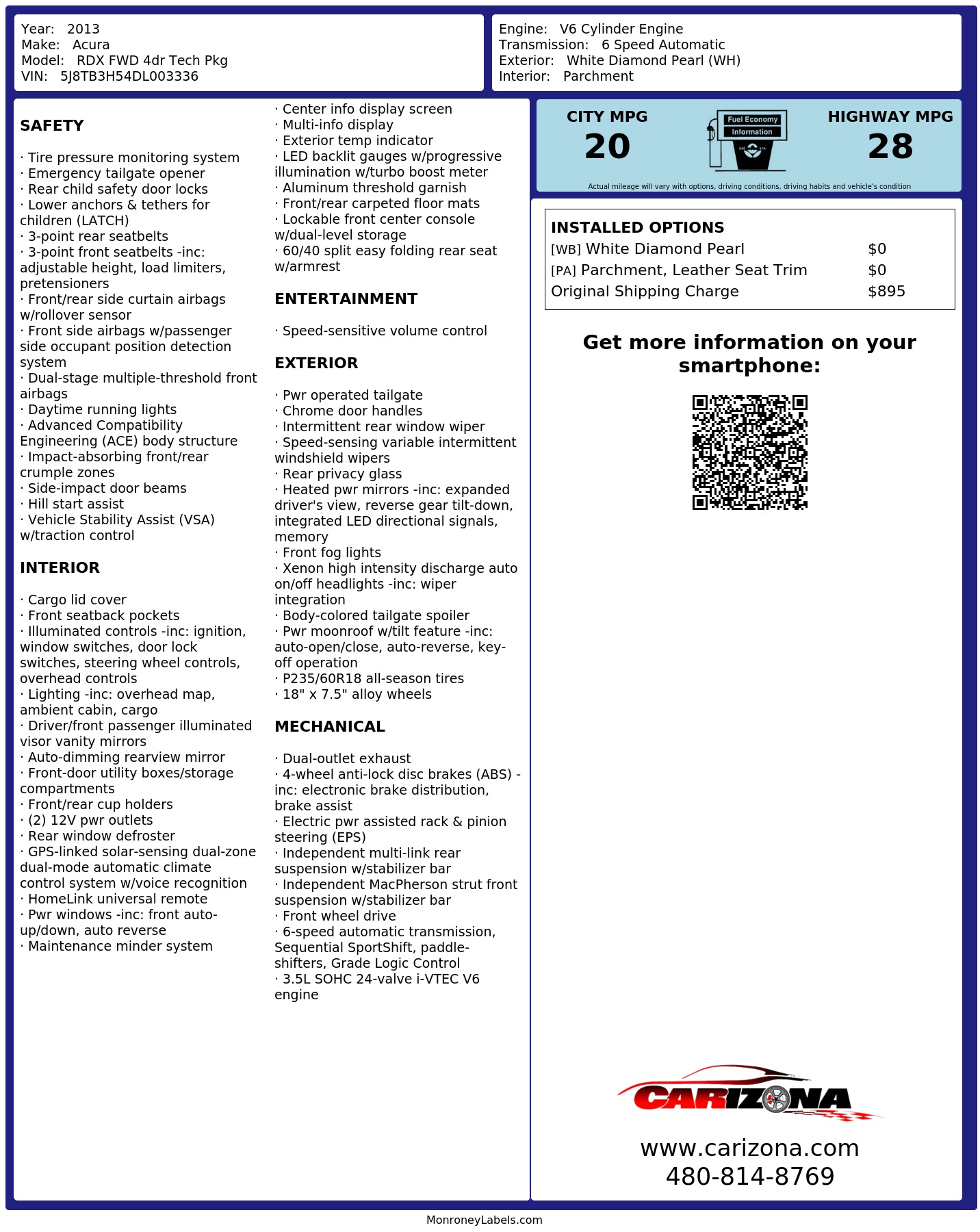 Monroney Label