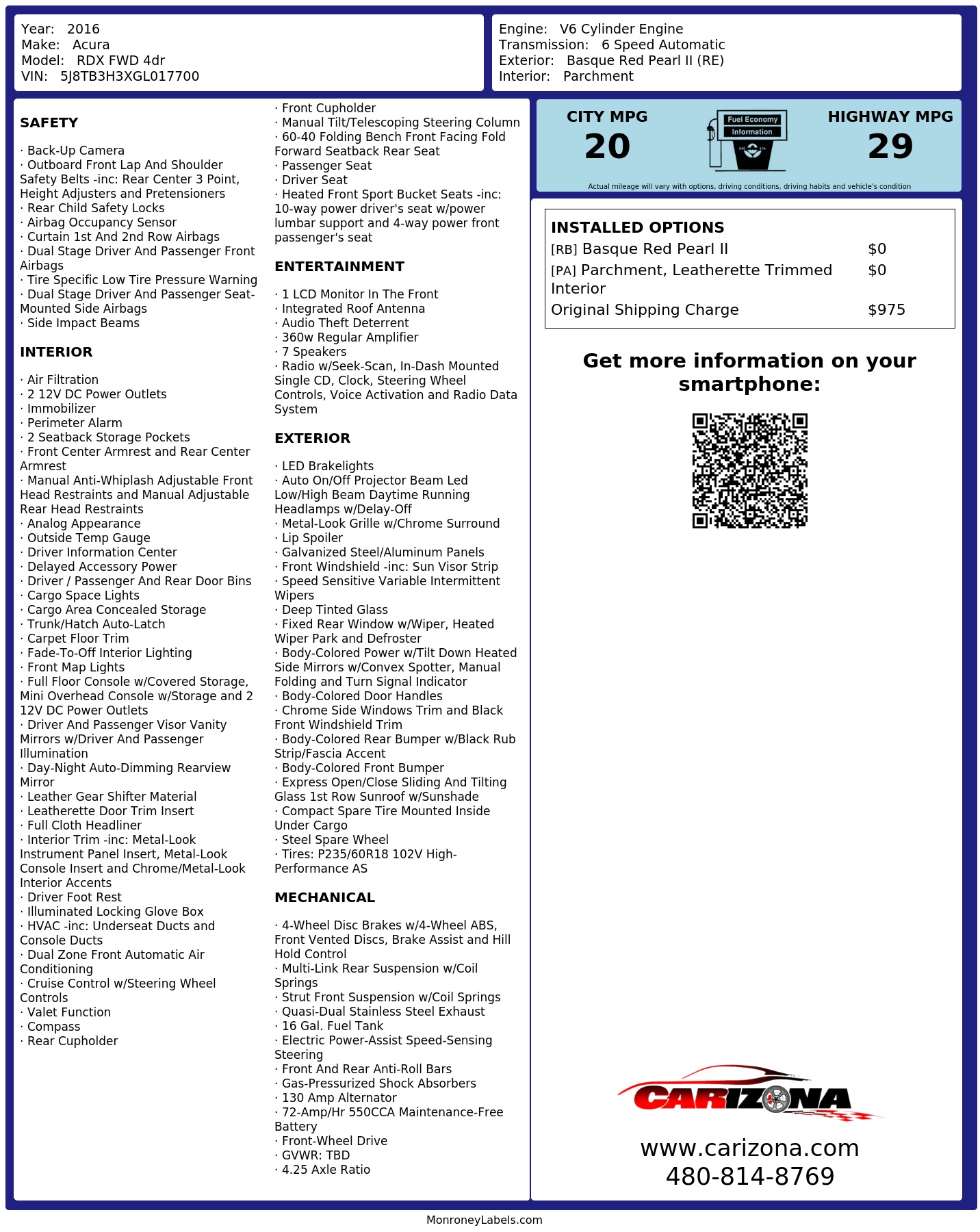Monroney Label