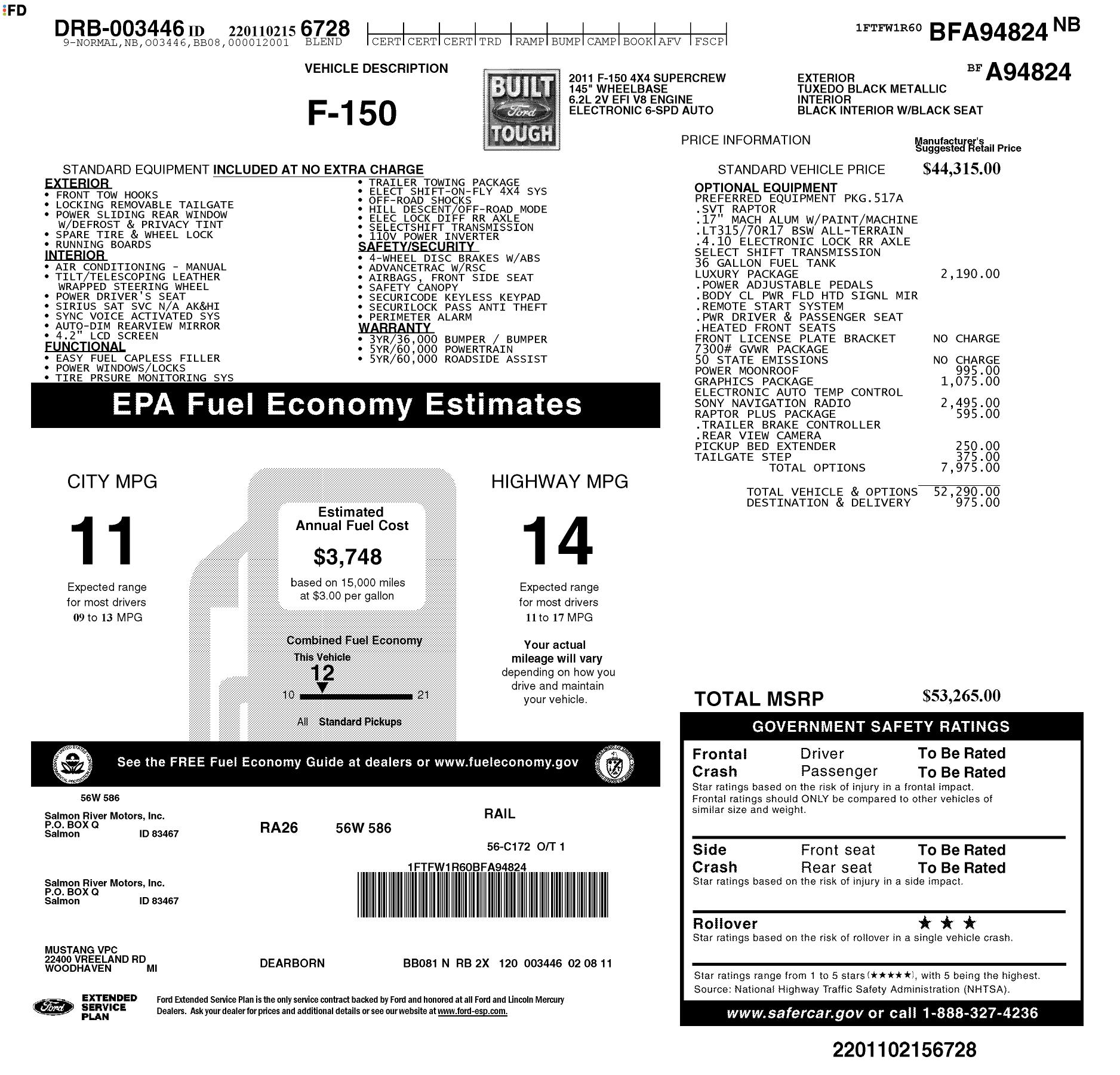 Monroney Label
