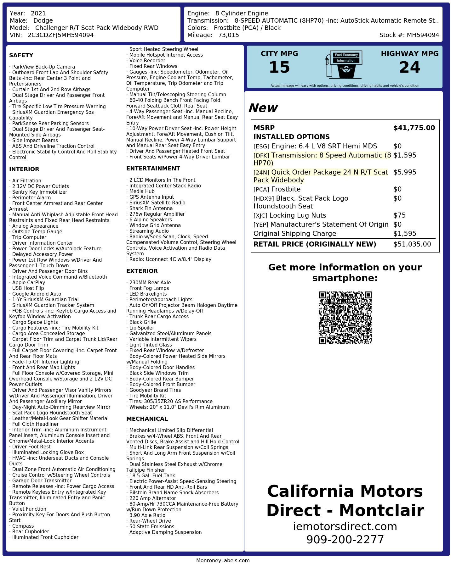 Monroney Label
