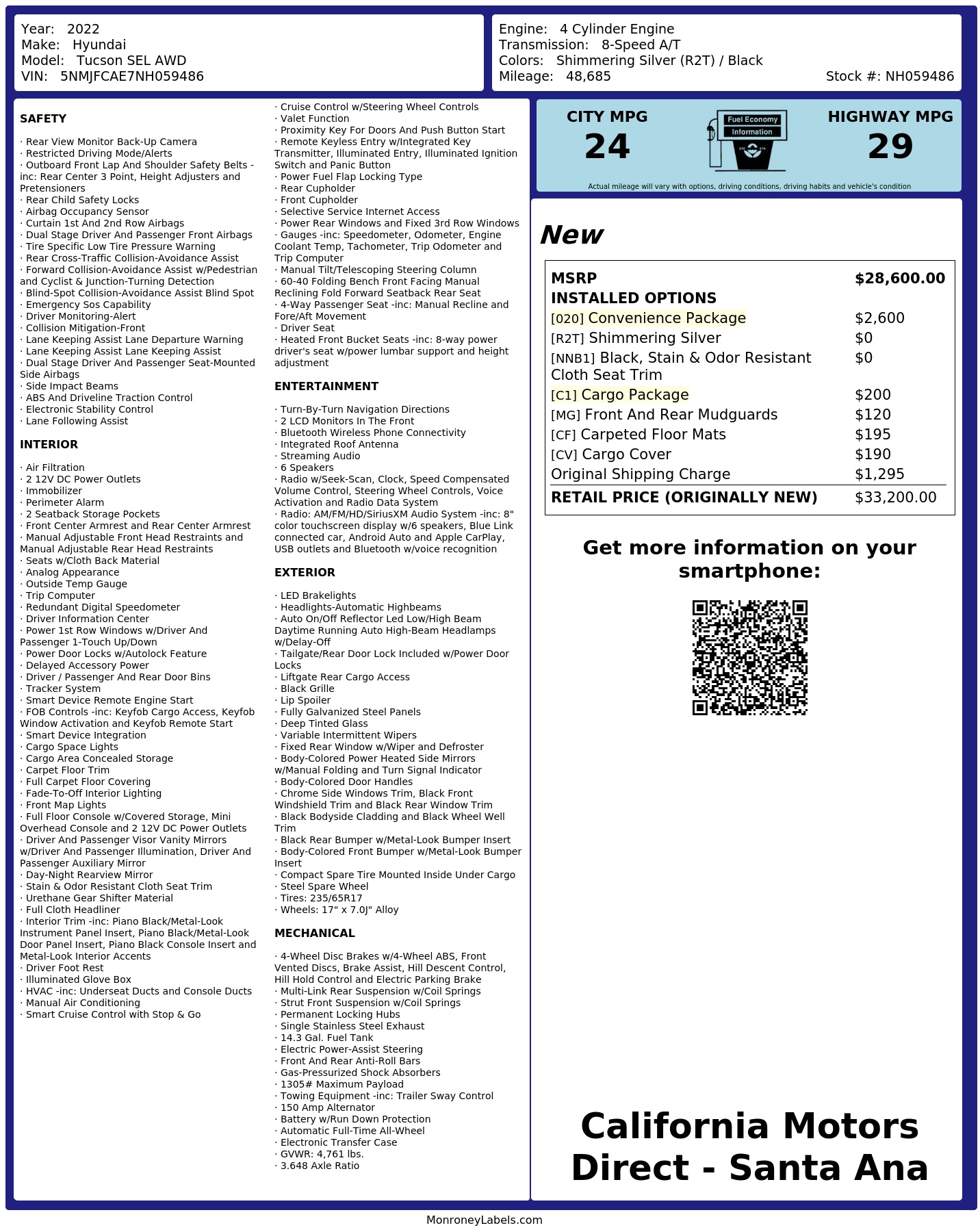 Monroney Label