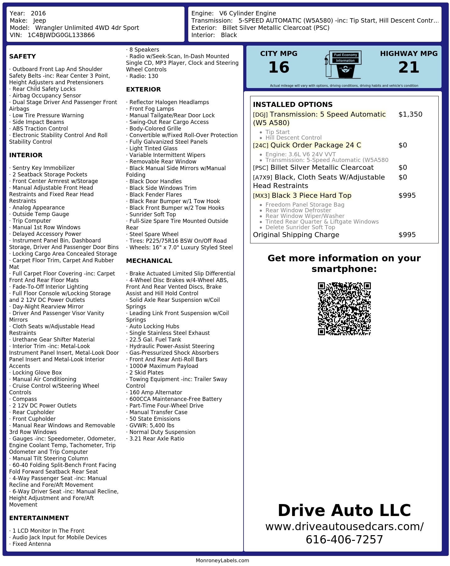 Monroney Label