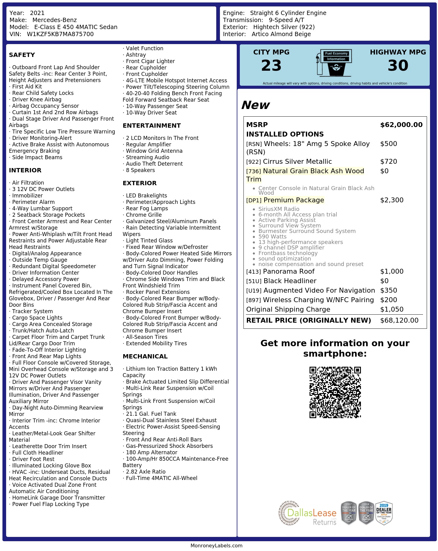 Monroney Label