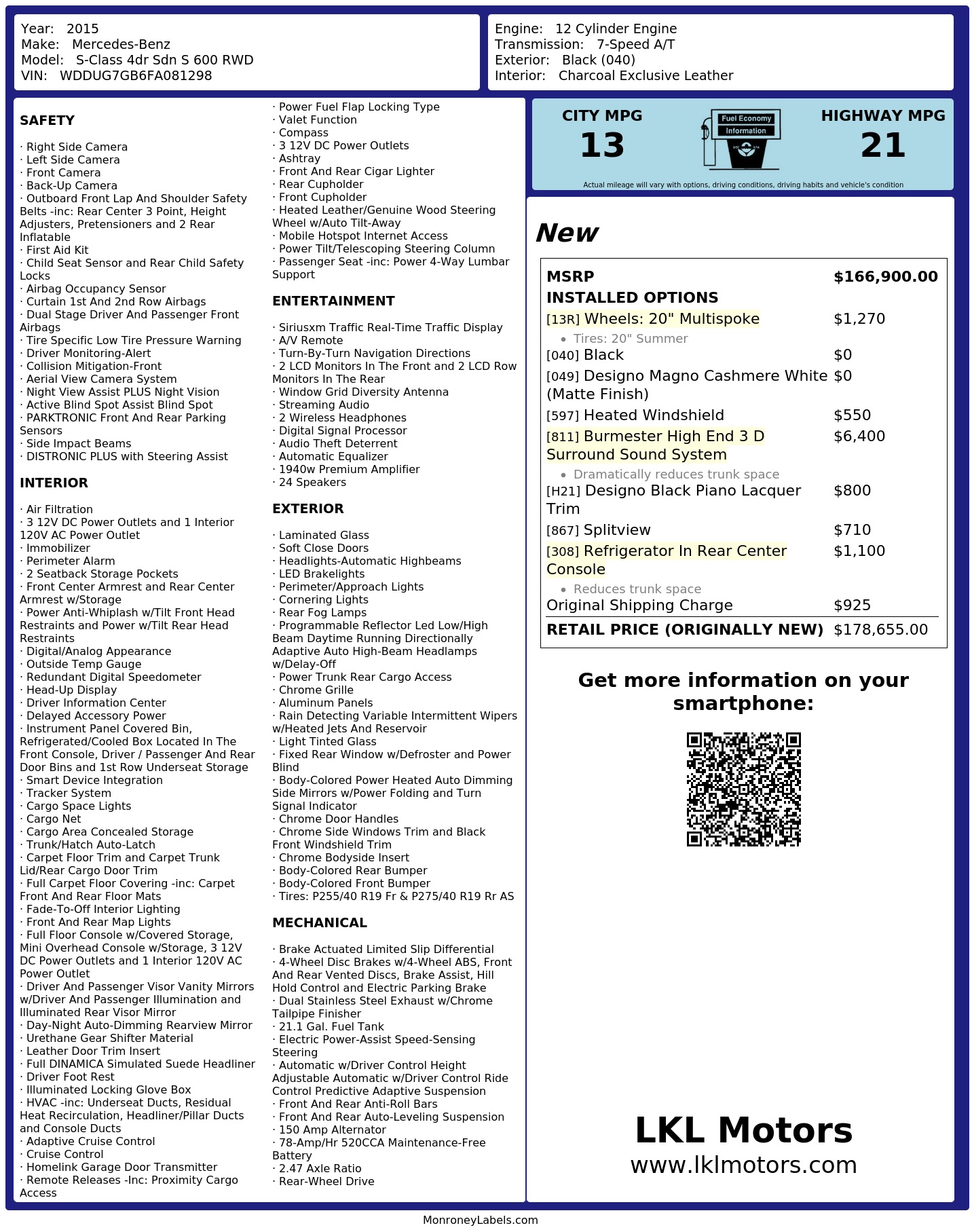 Monroney Label