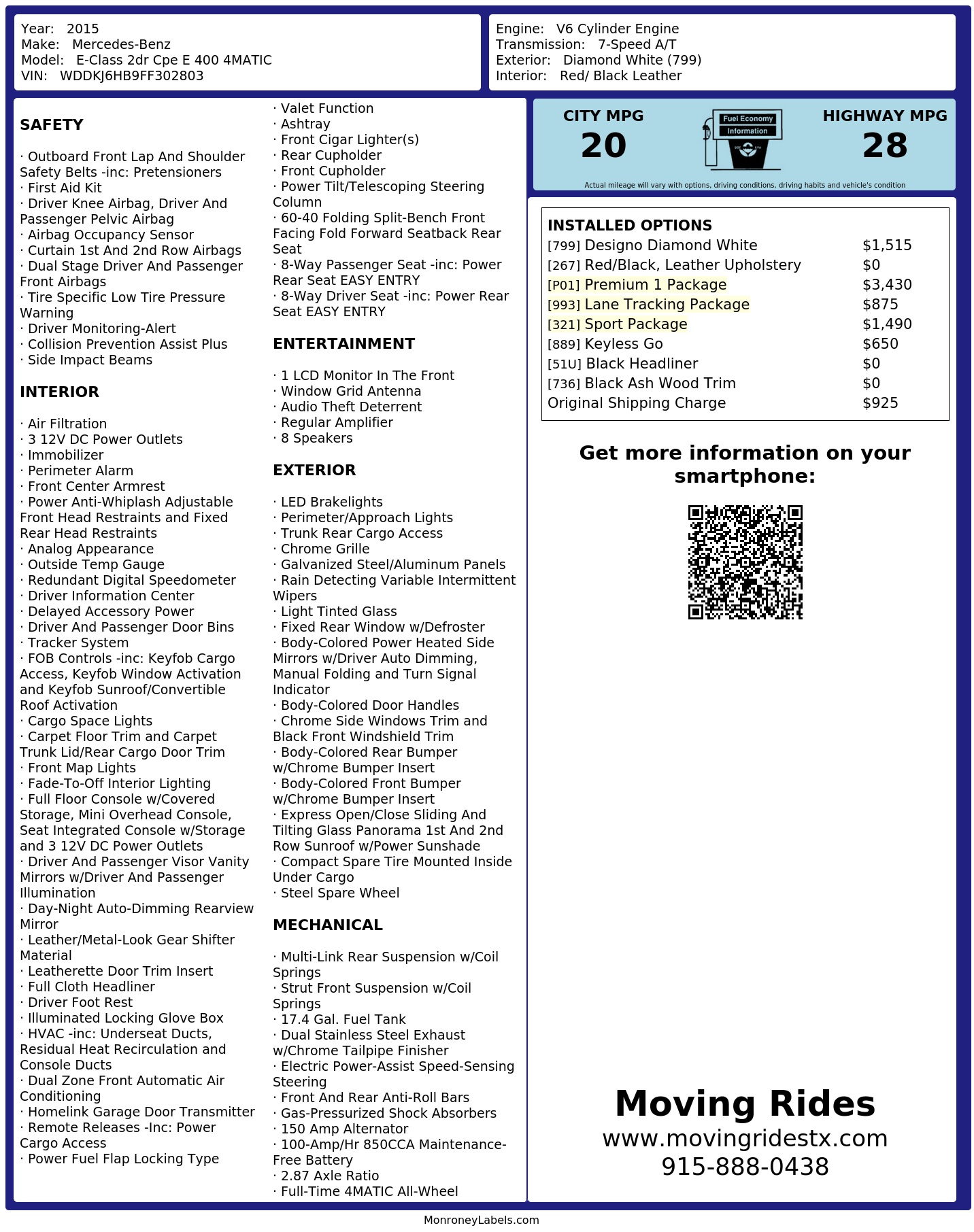 Monroney Label