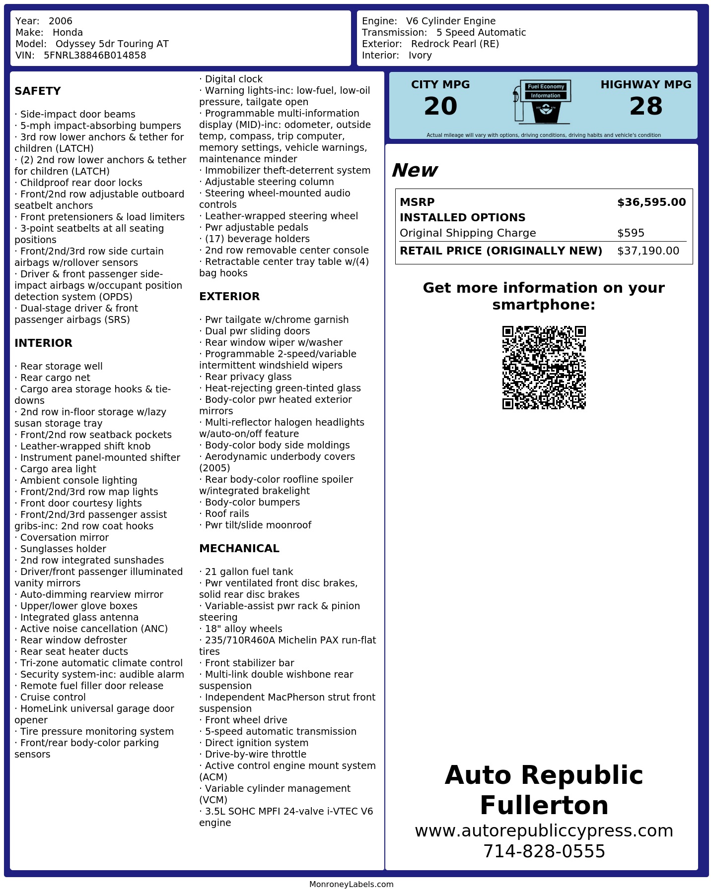Monroney Label