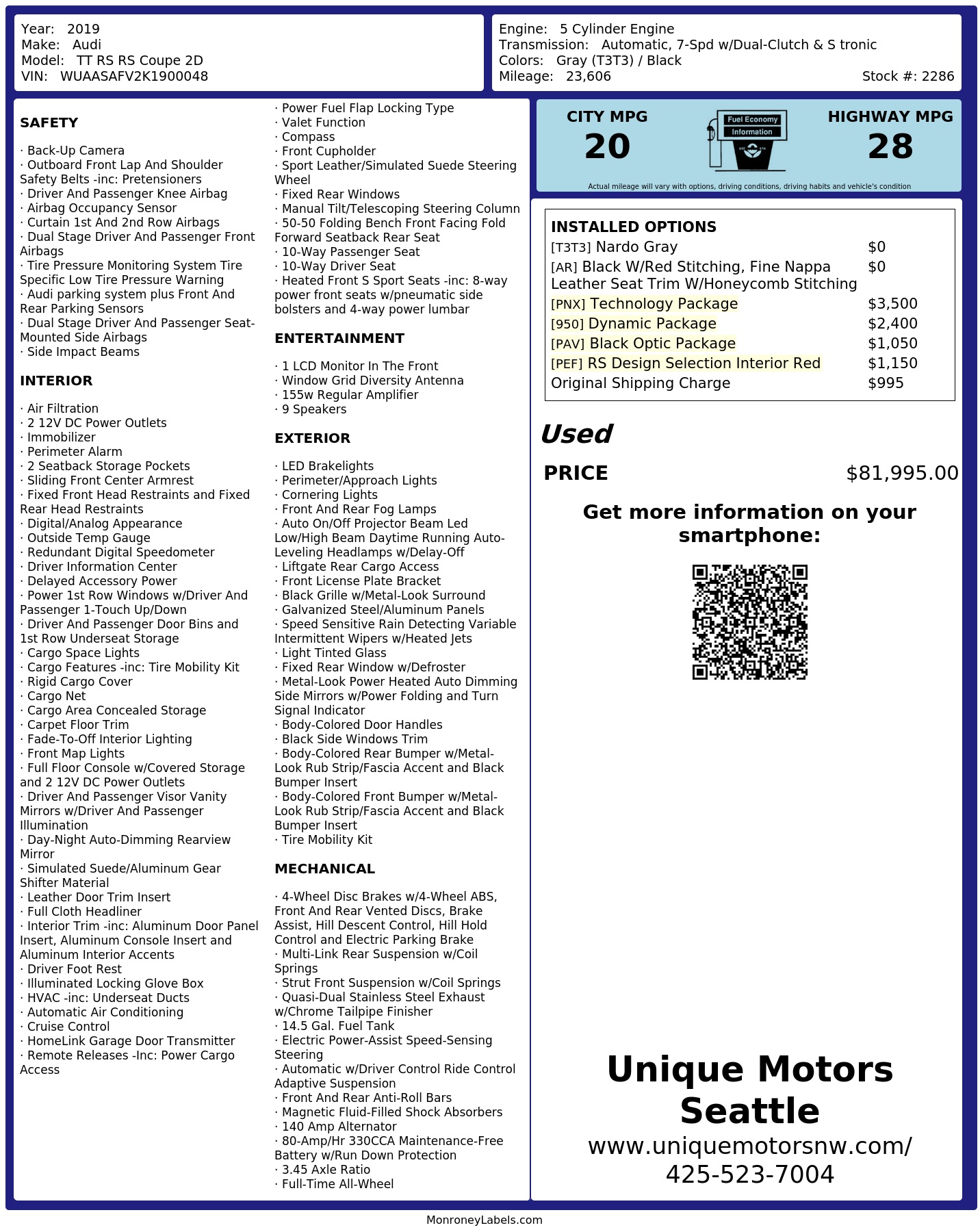 Monroney Label