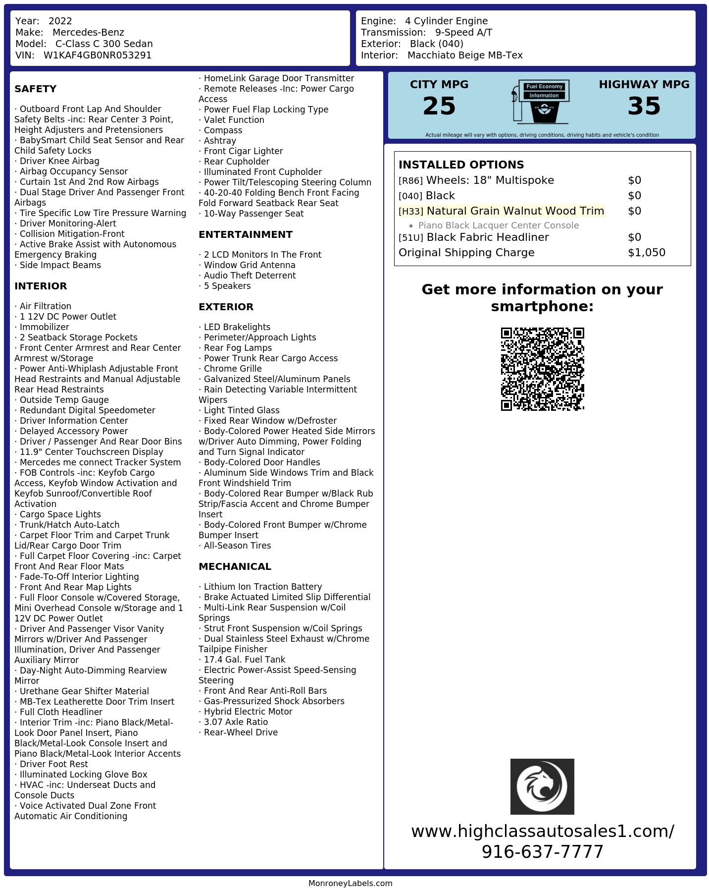 Monroney Label