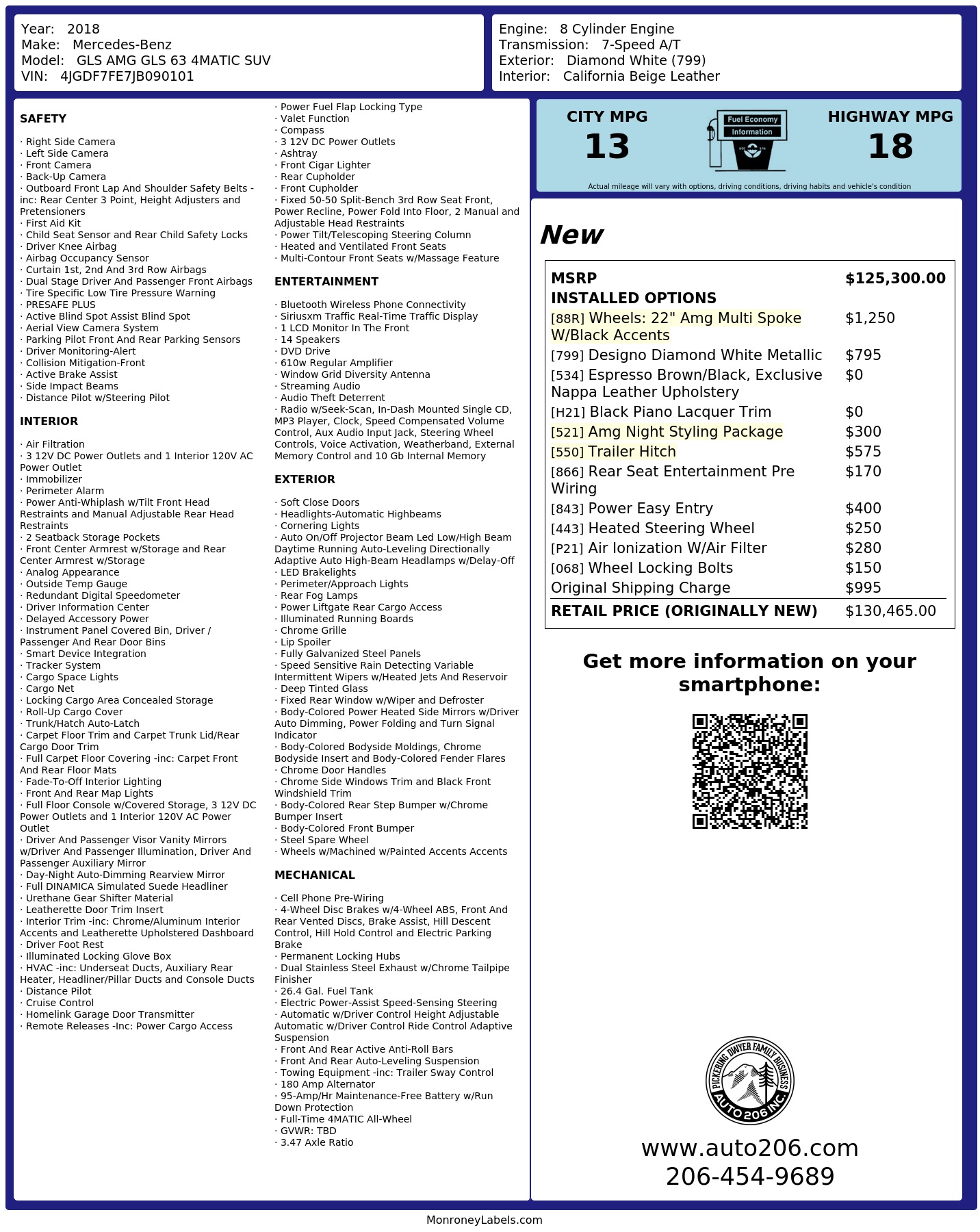 Monroney Label