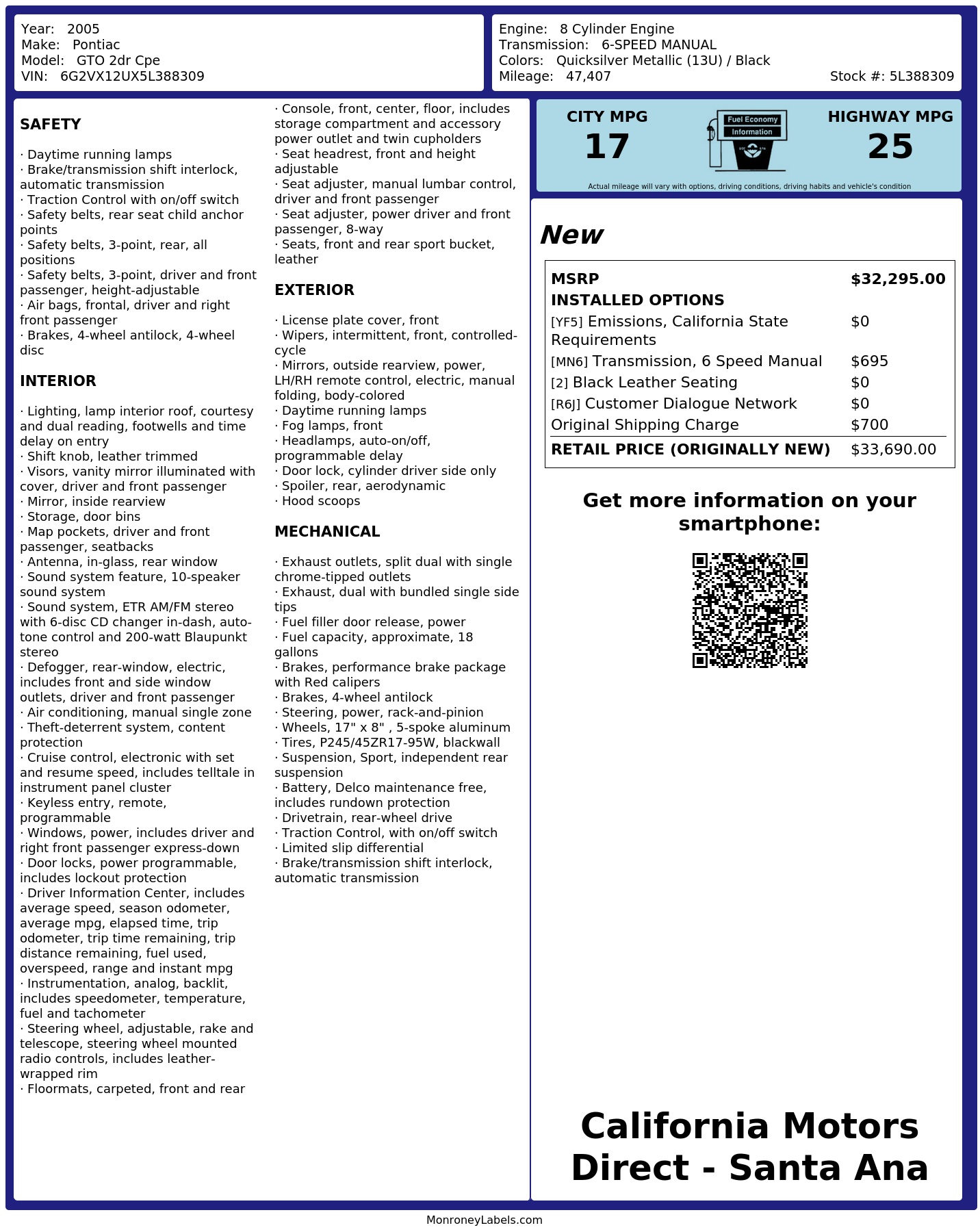 Monroney Label