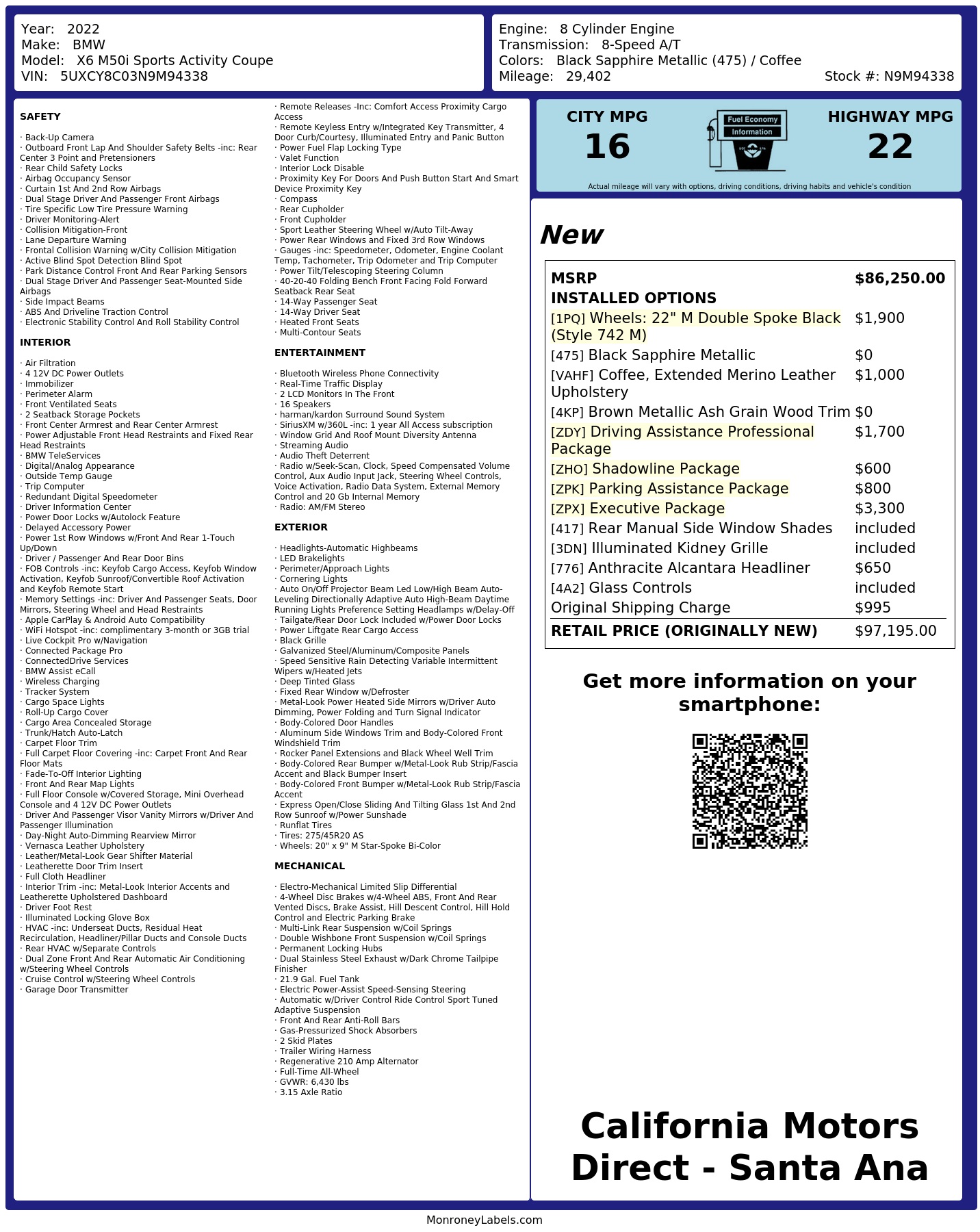 Monroney Label
