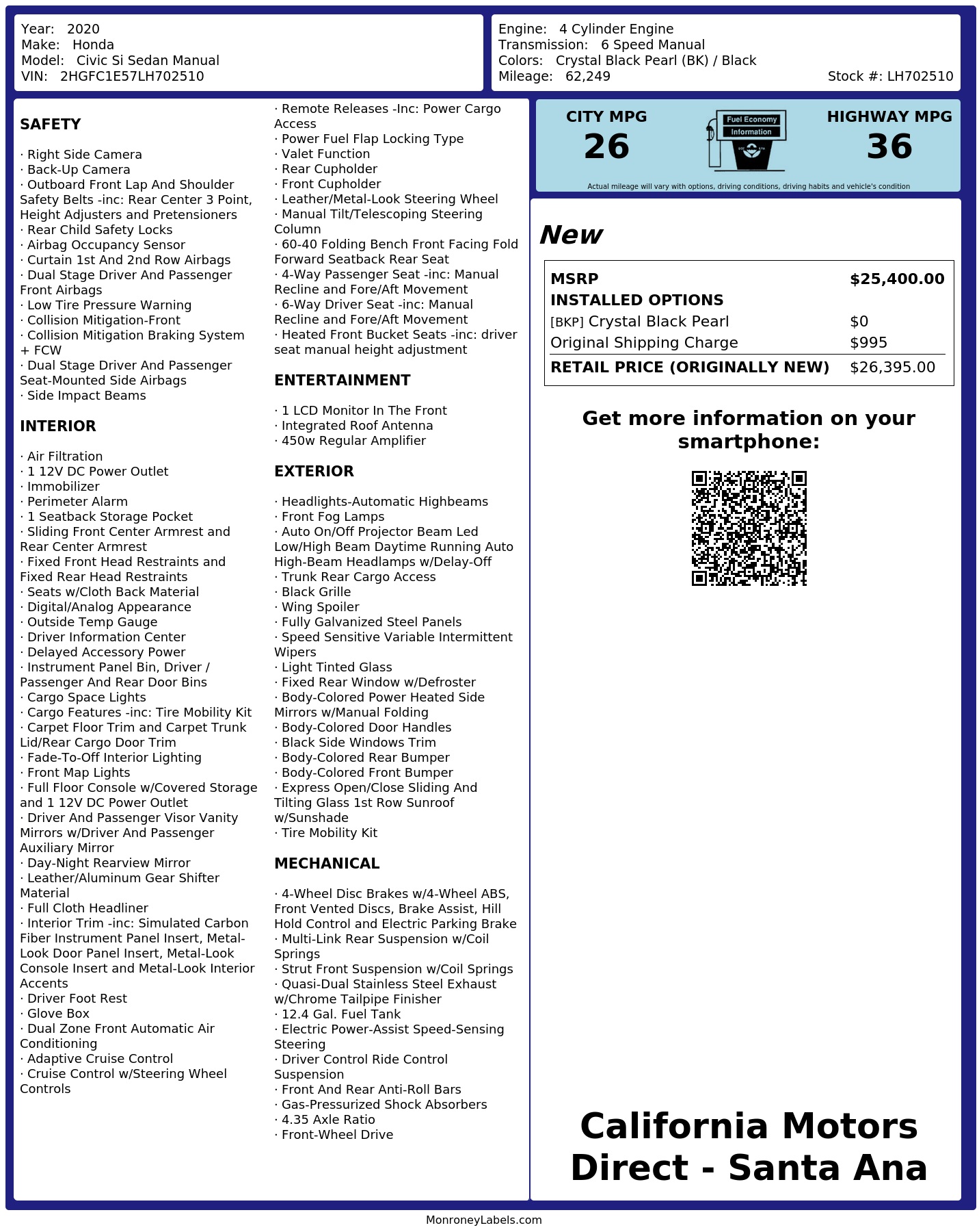 Monroney Label