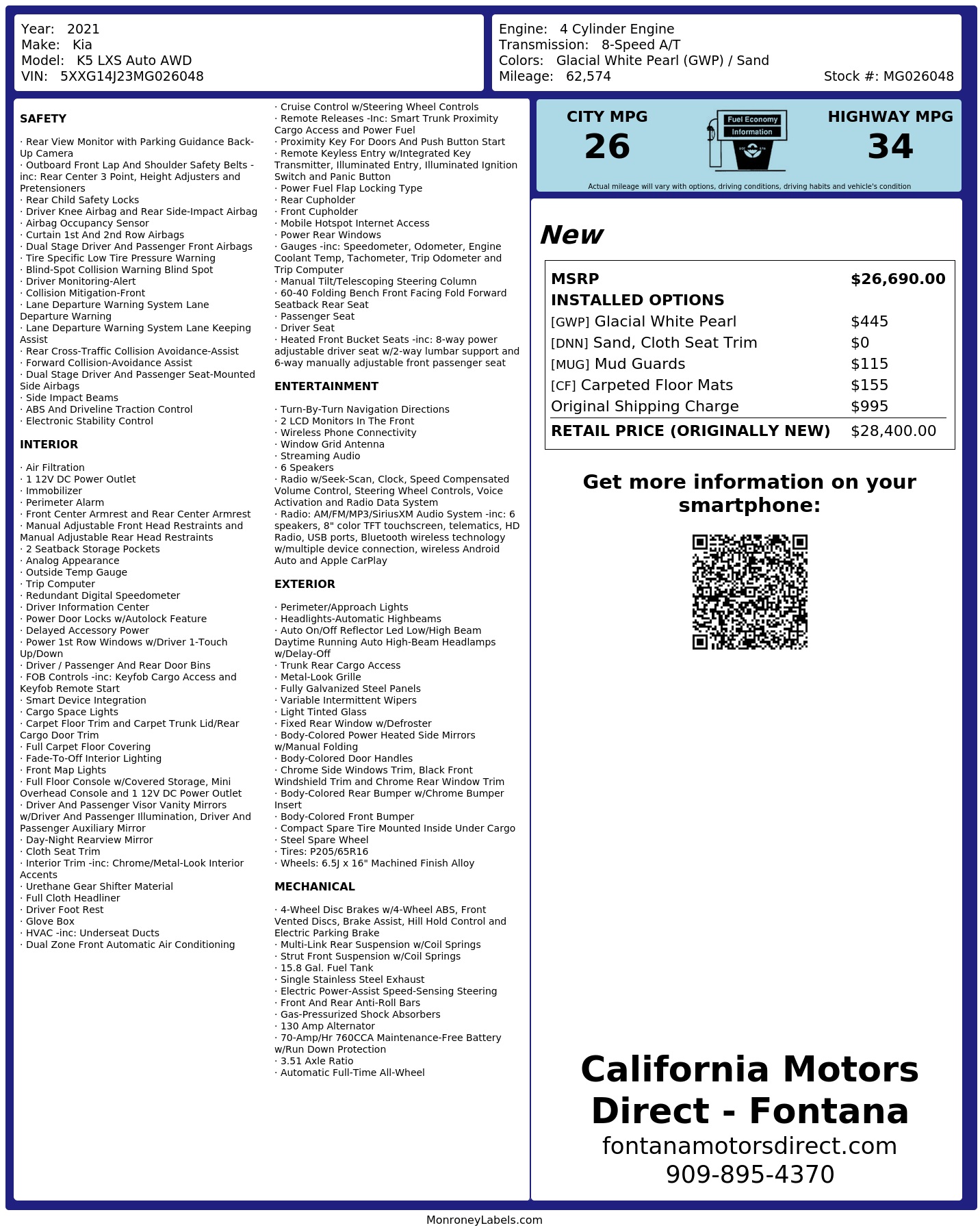 Monroney Label