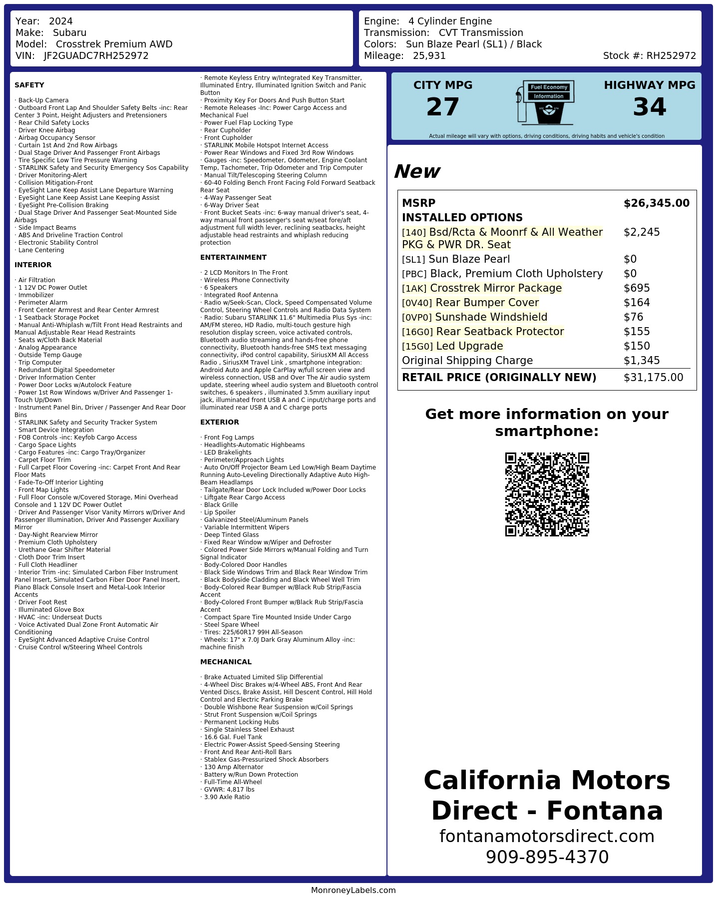Monroney Label