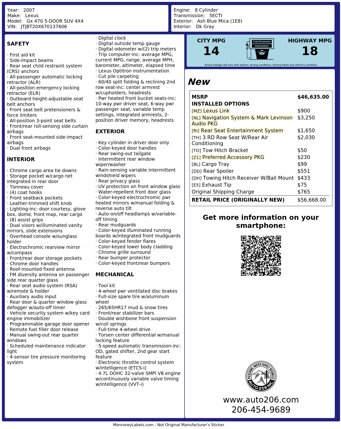 Monroney Label