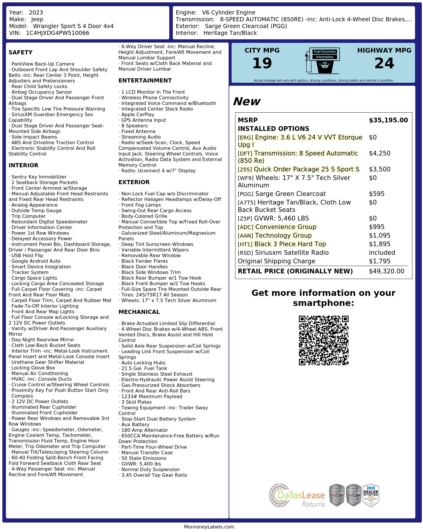 Monroney Label