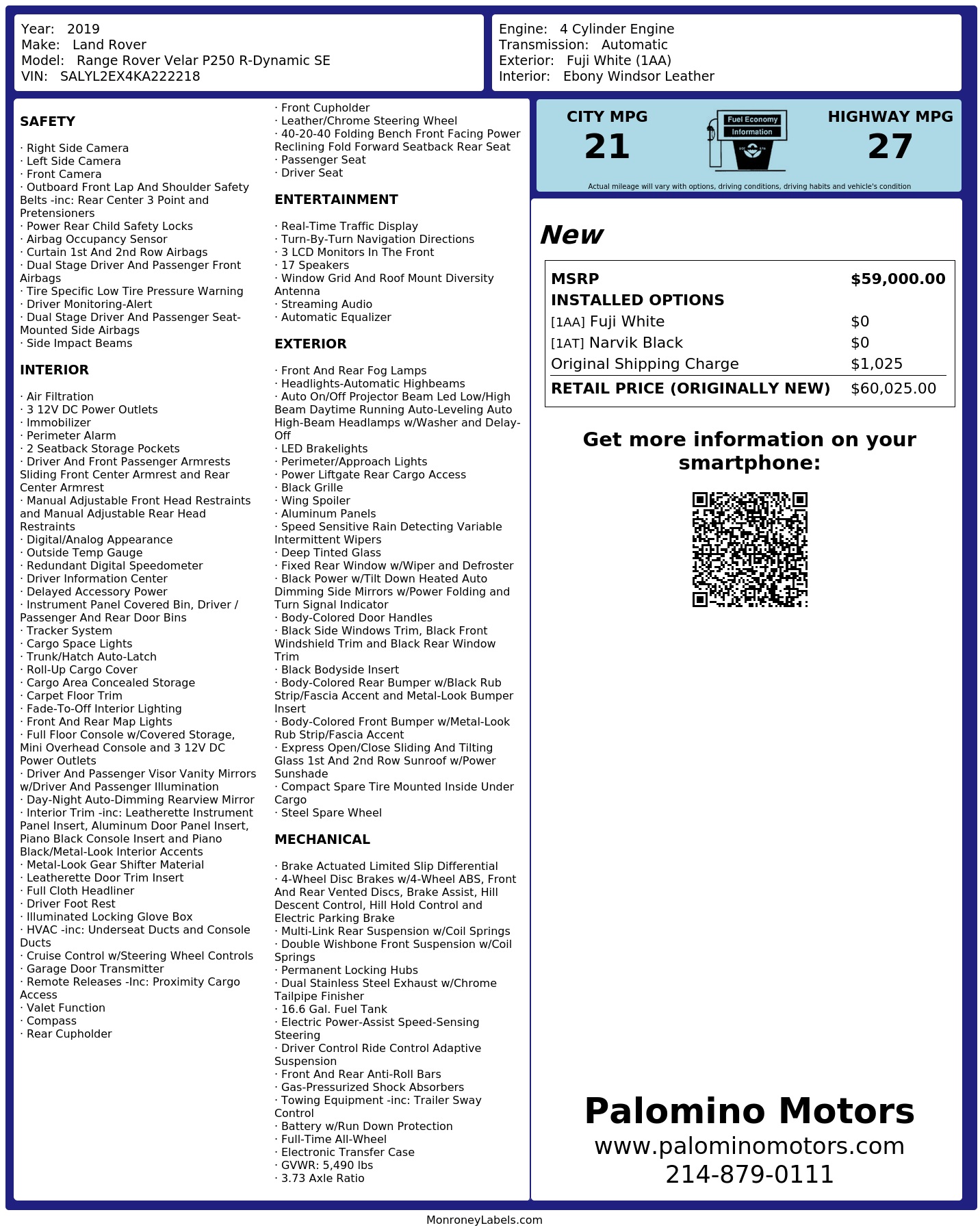 Monroney Label