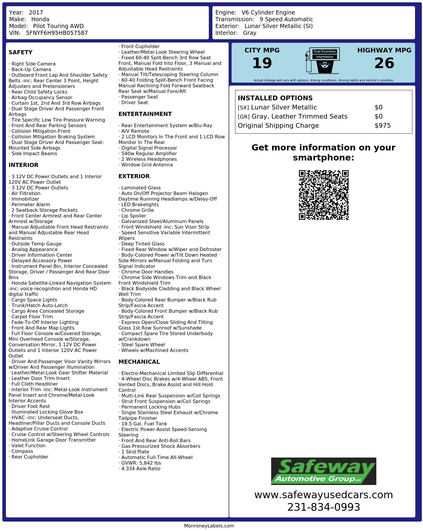 Monroney Label