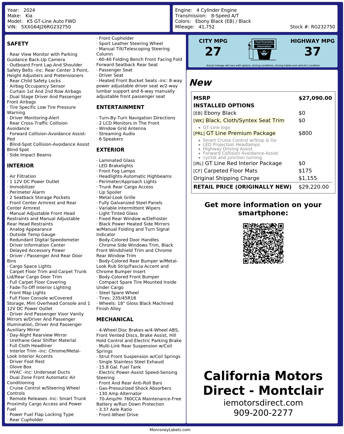 Monroney Label