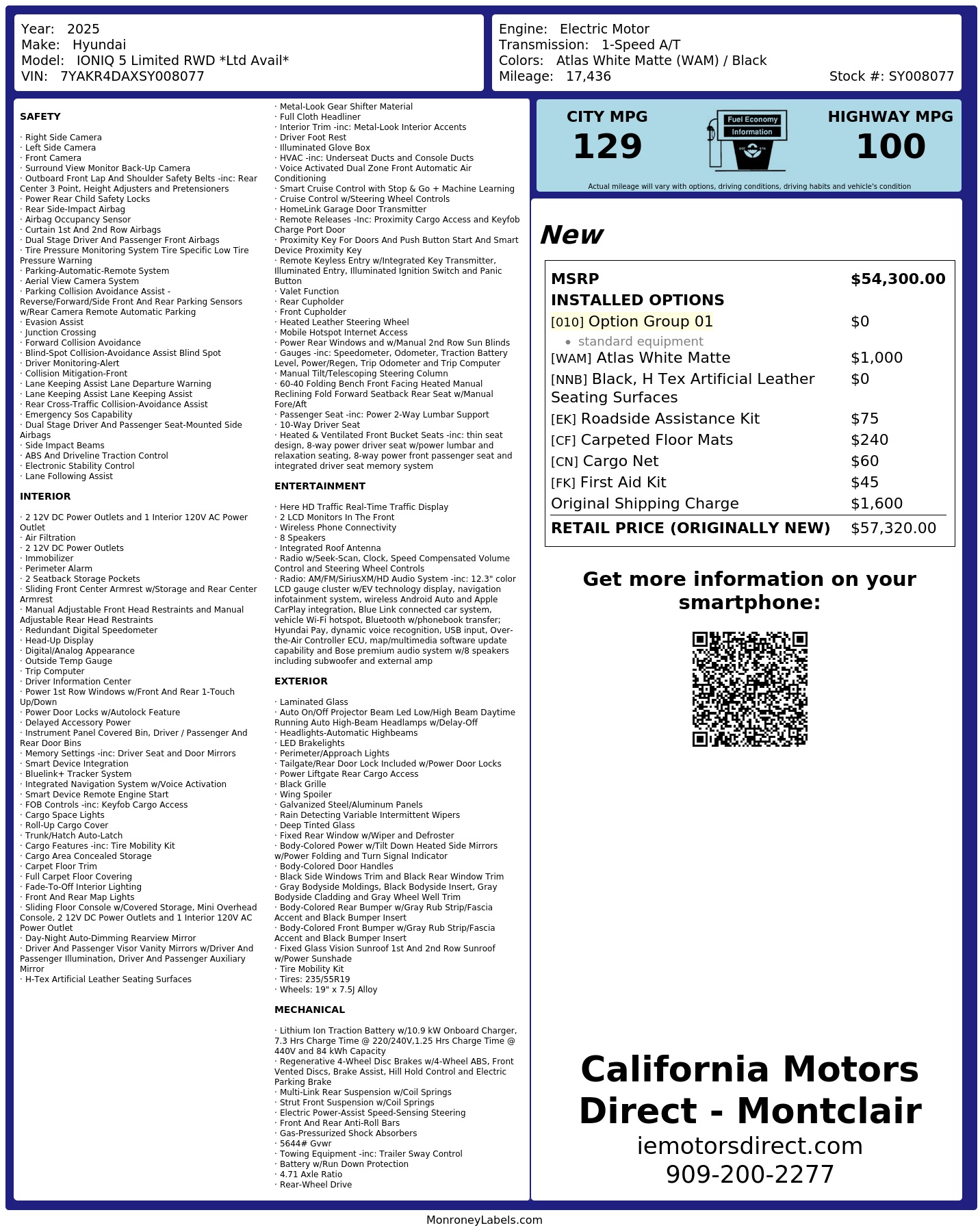 Monroney Label