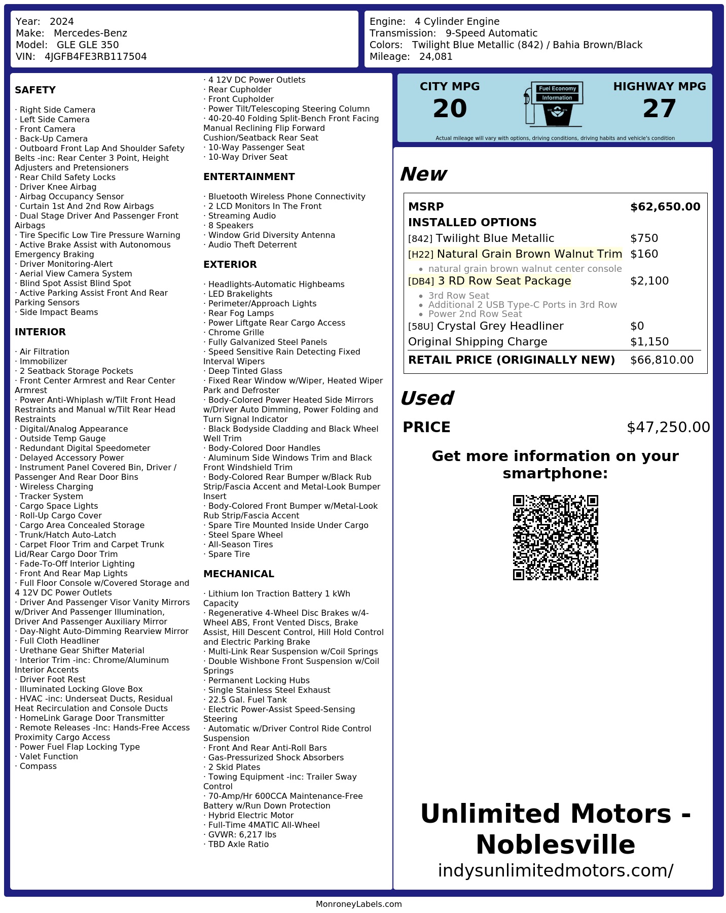 Monroney Label