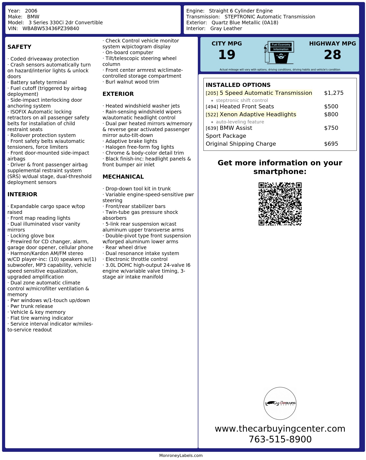 Monroney Label