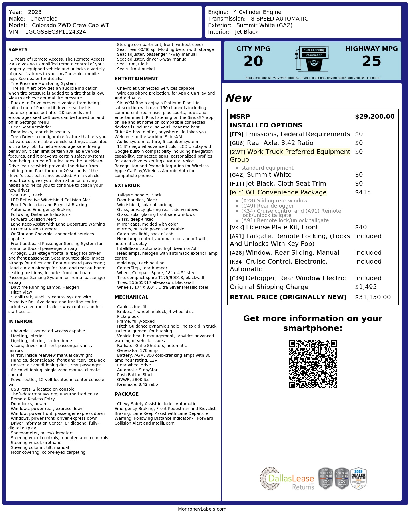 Monroney Label