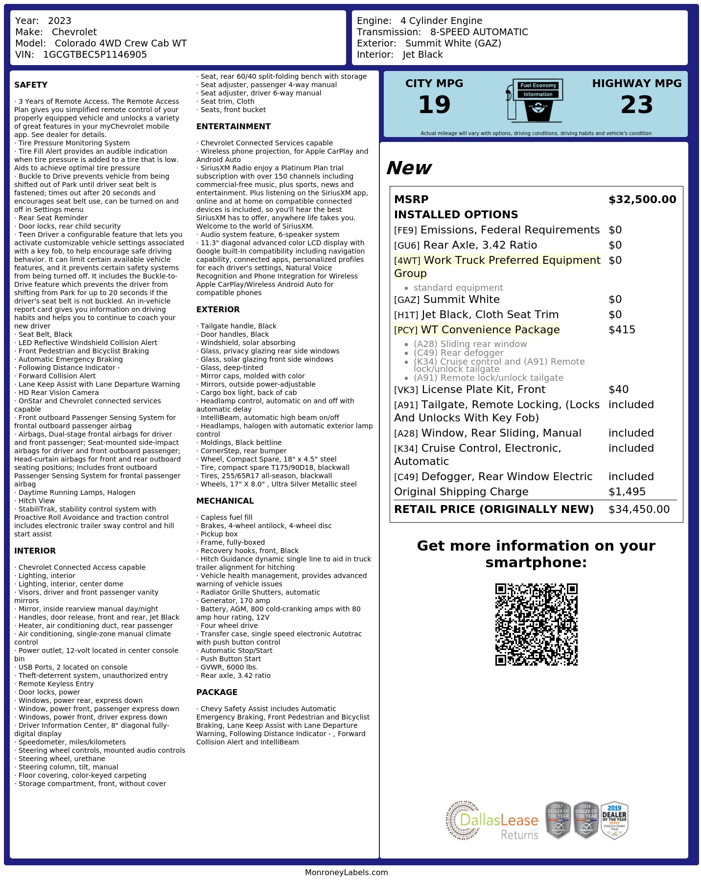 Monroney Label