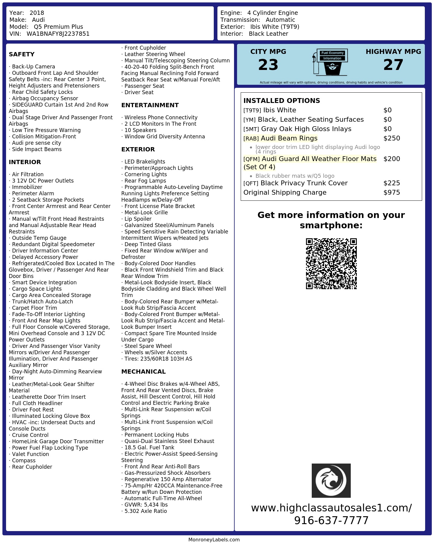 Monroney Label