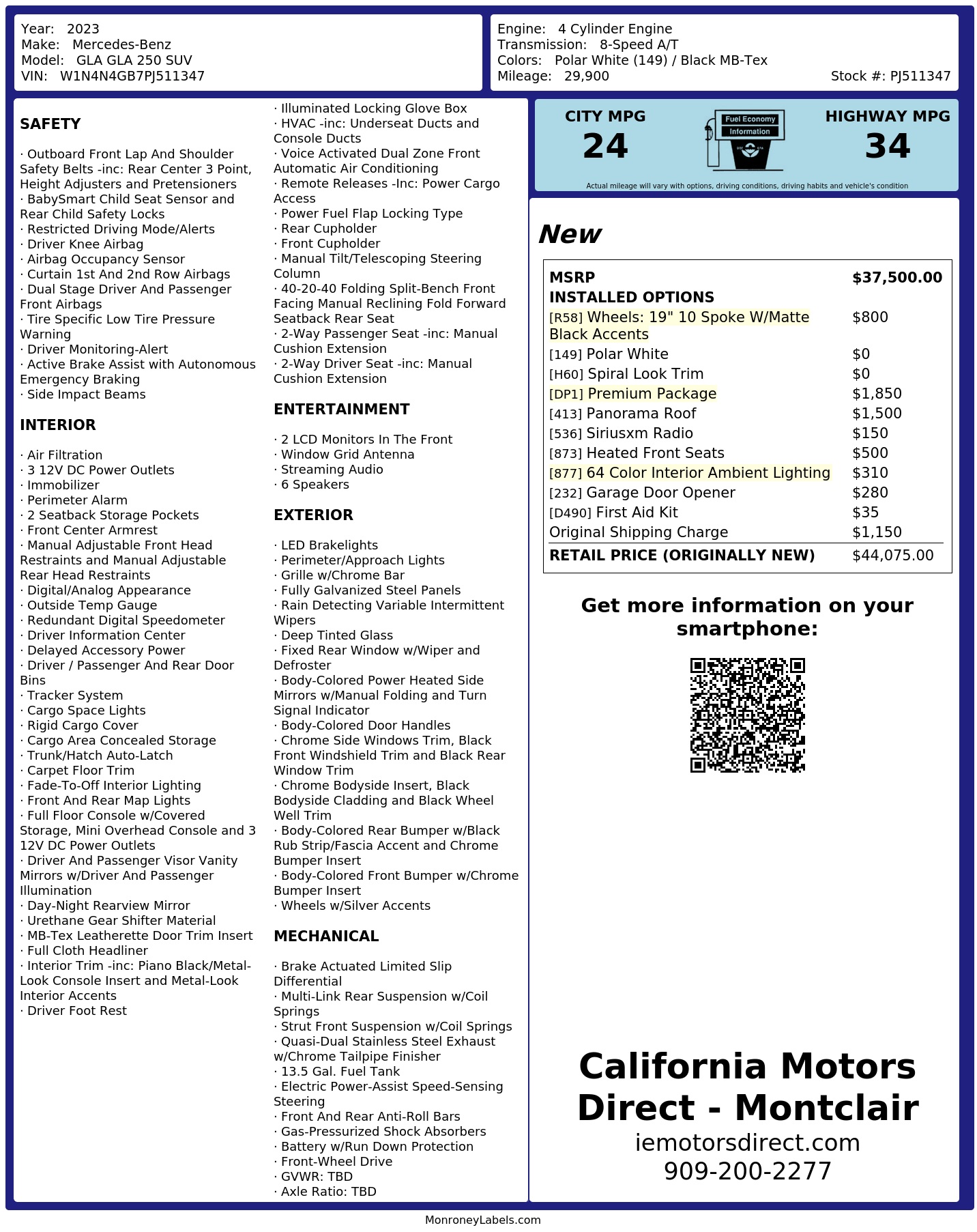 Monroney Label
