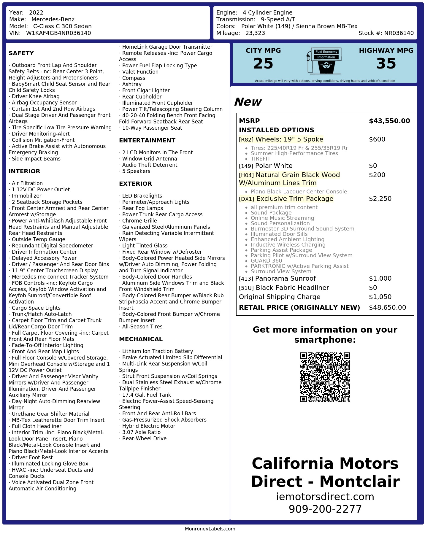 Monroney Label