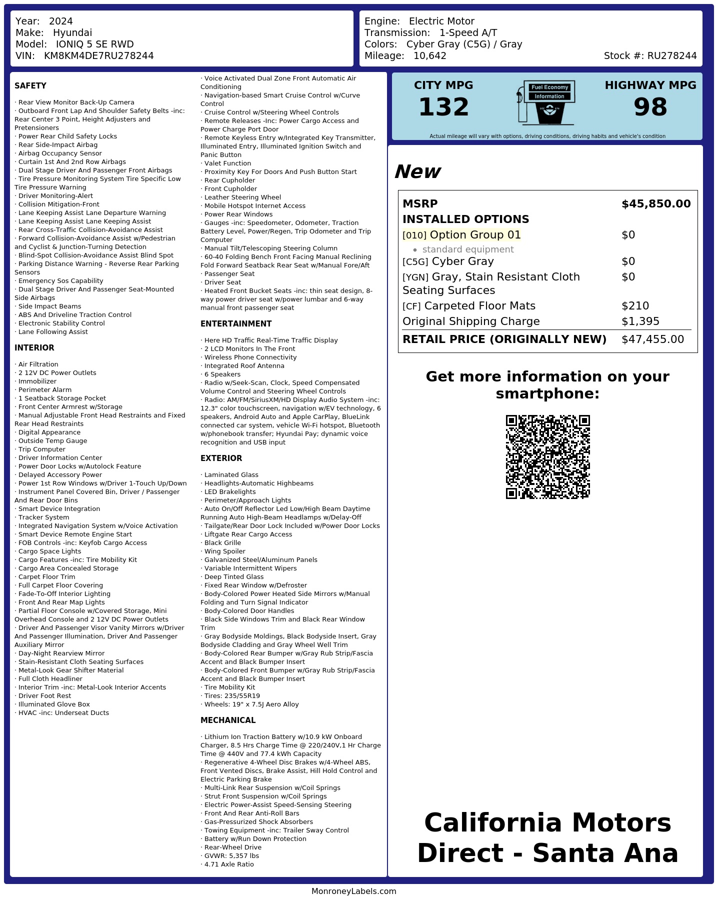 Monroney Label