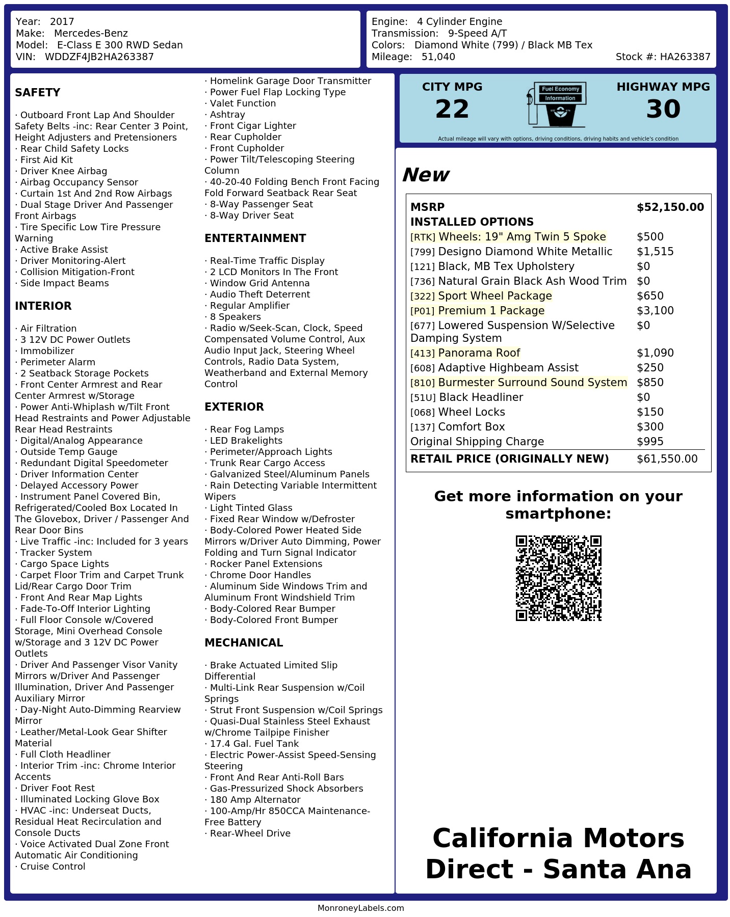 Monroney Label