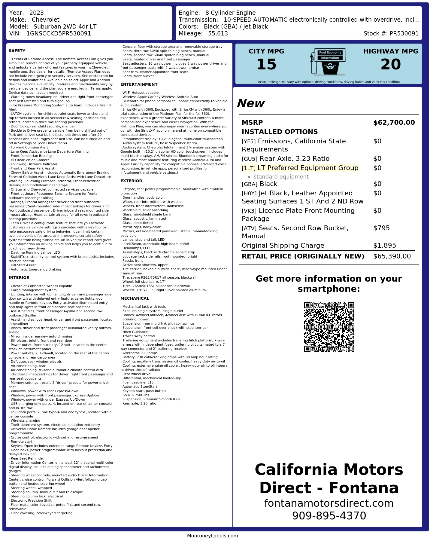 Monroney Label
