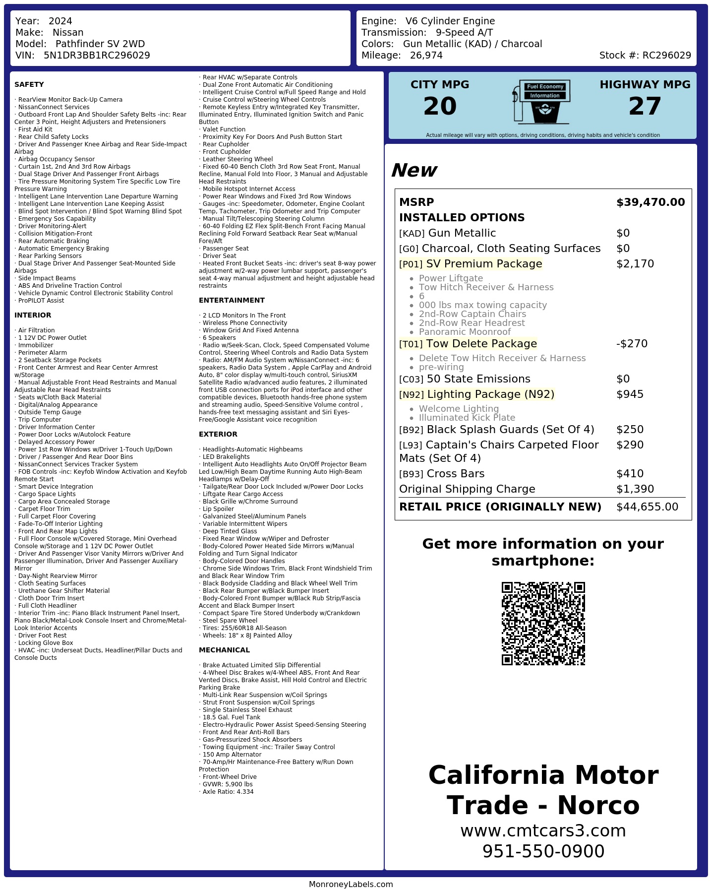Monroney Label