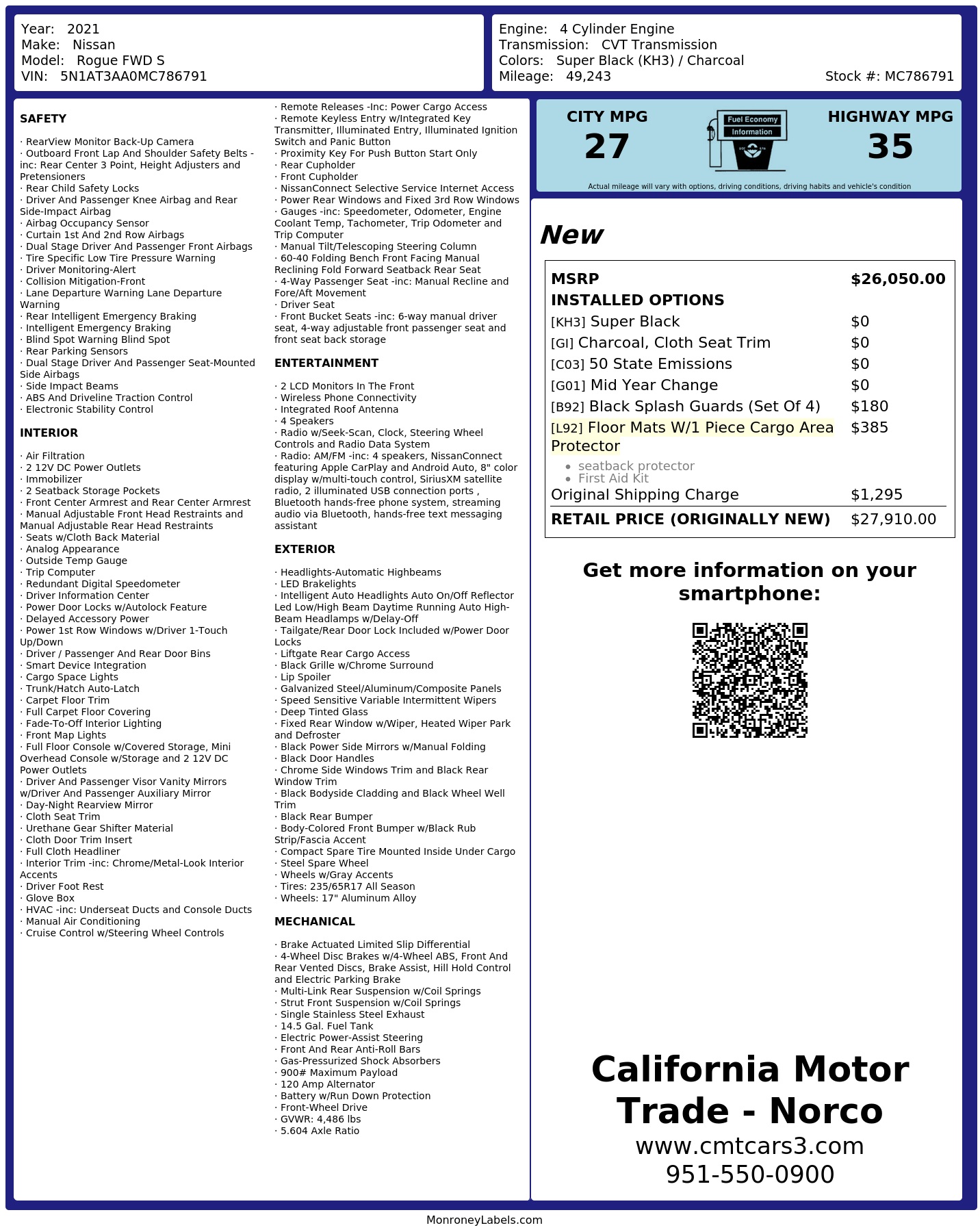 Monroney Label